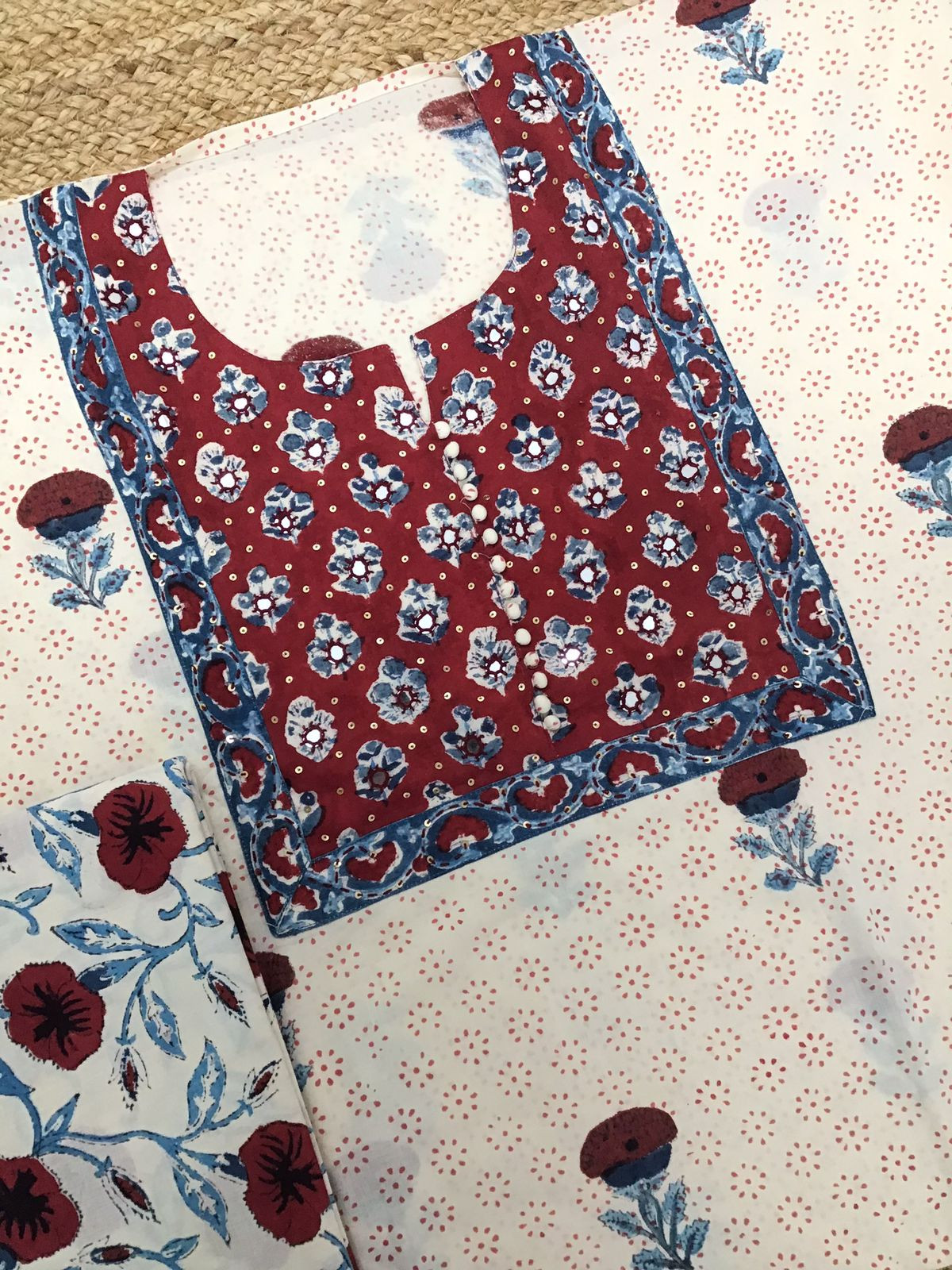 Pure Mul Cotton Printed Embroidered Suit - Cream