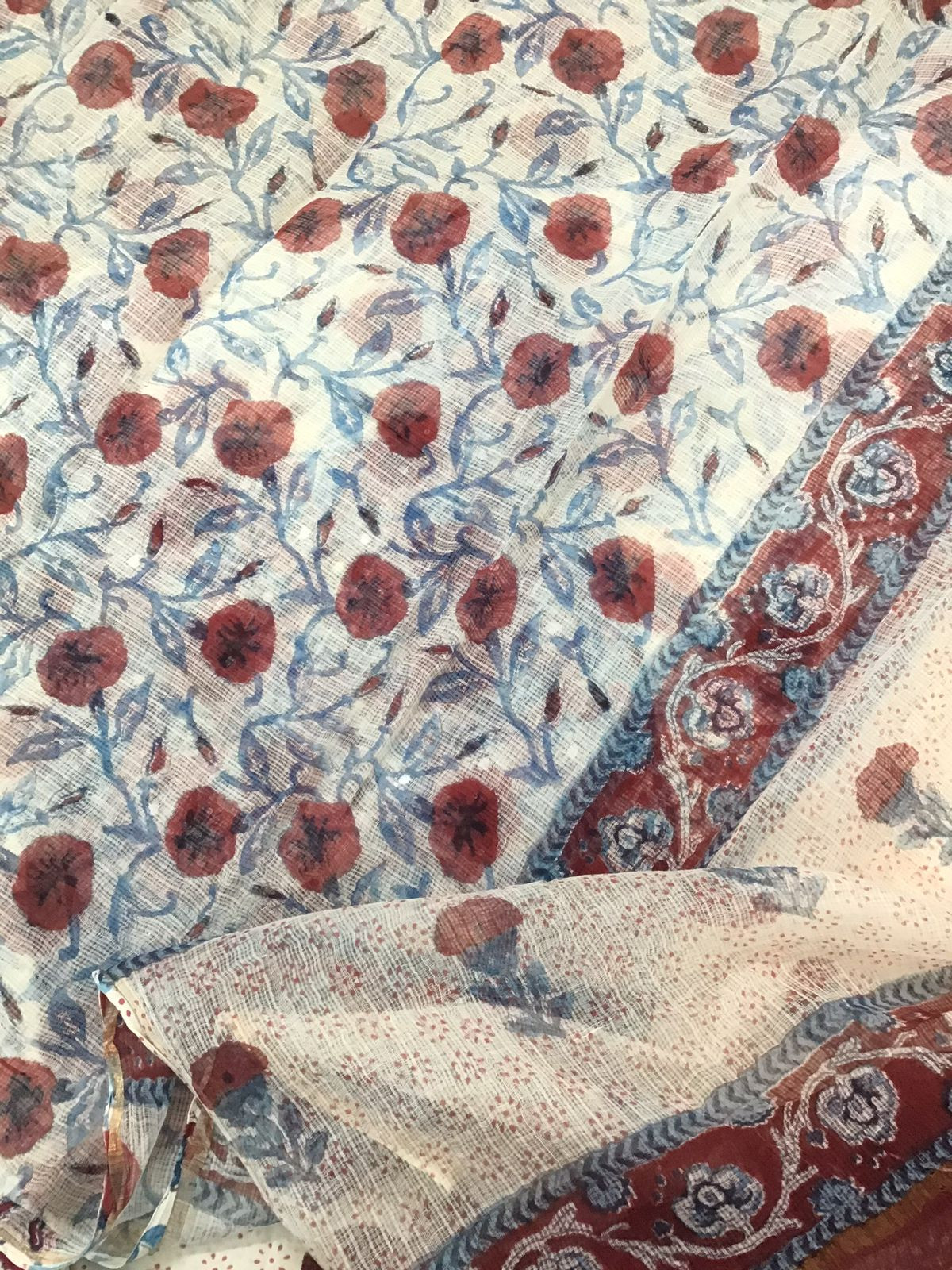 Pure Mul Cotton Printed Embroidered Suit - Cream