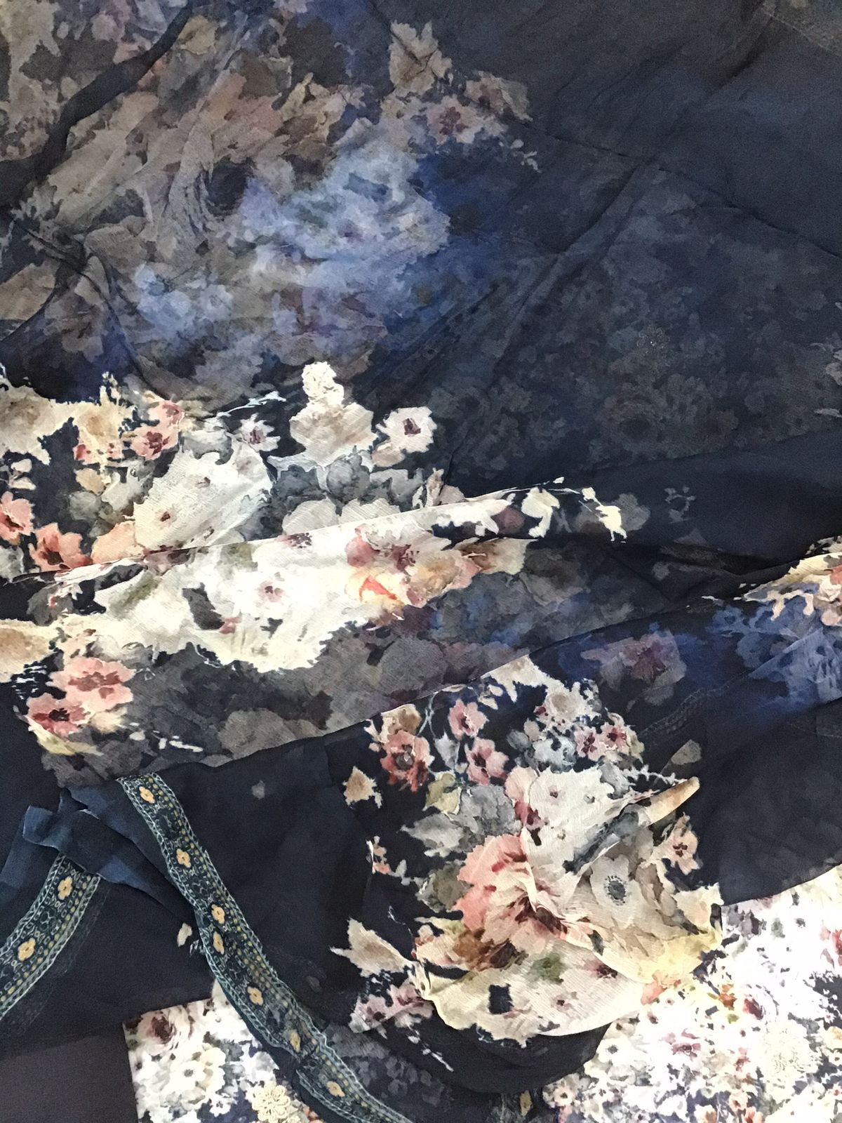 Pure Cotton Printed Embroidered Suit - Blue