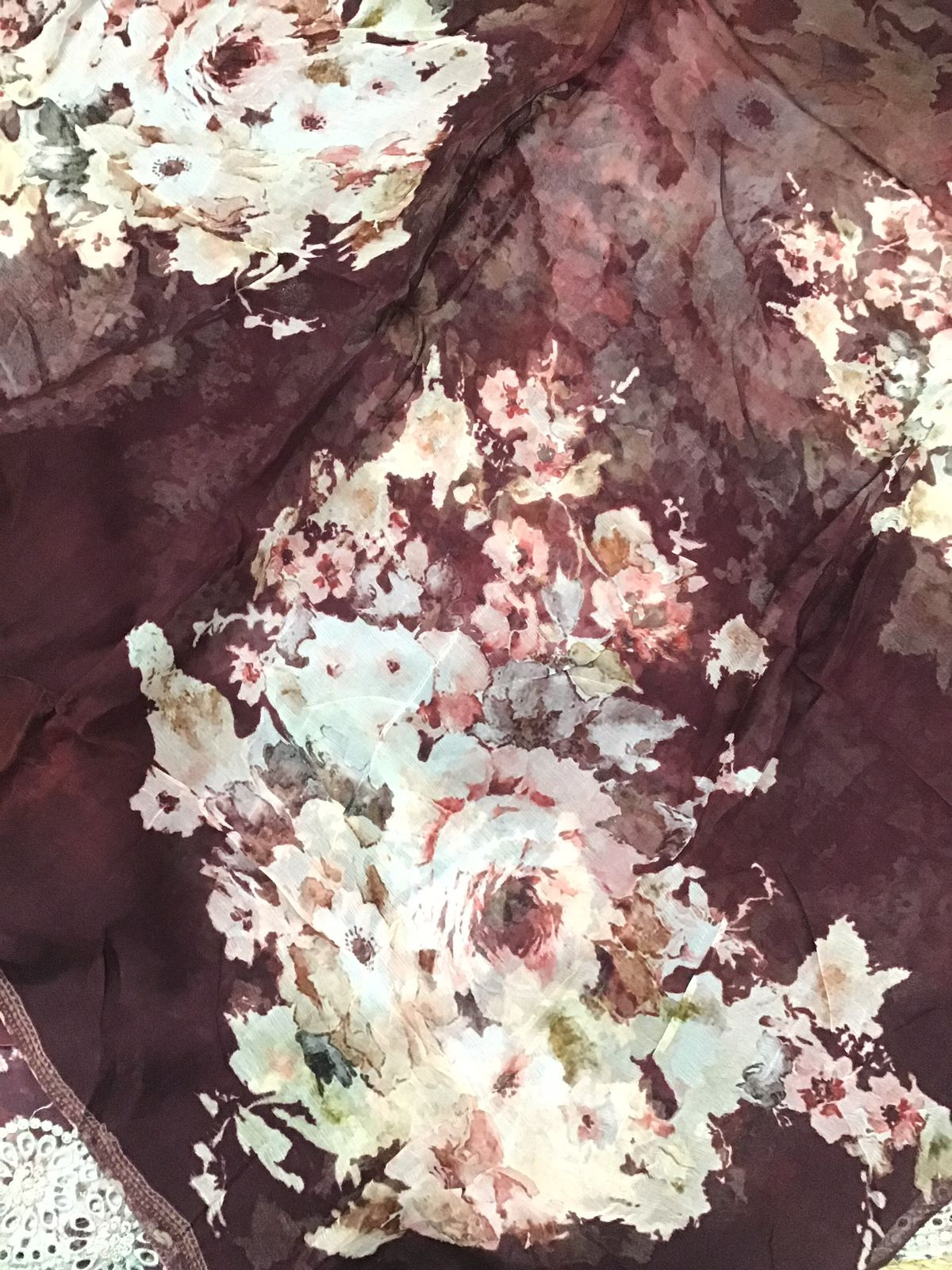 Pure Cotton Printed Embroidered Suit - Maroon