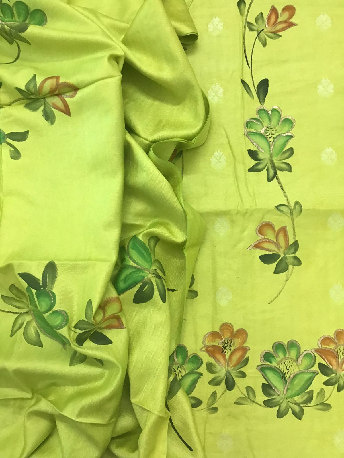 Soft Woollen Spun Silk Brush Painted Suit - Green