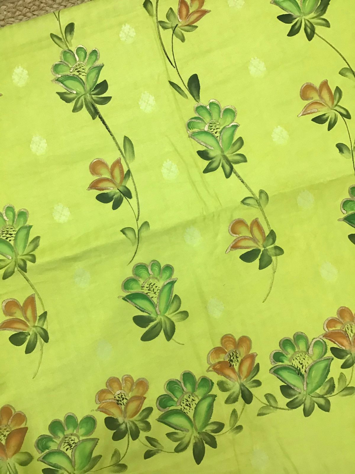 Soft Woollen Spun Silk Brush Painted Suit - Green