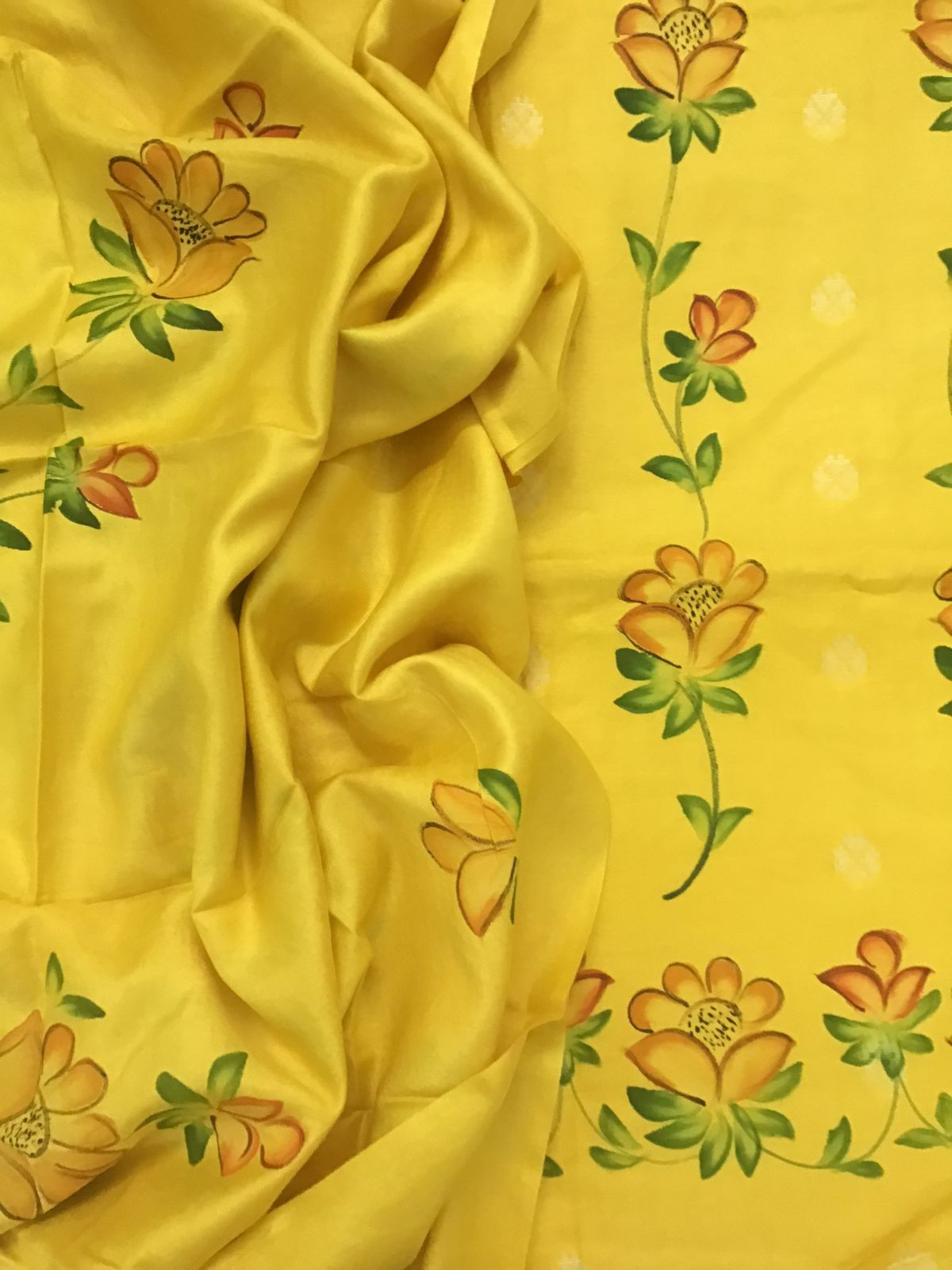 Soft Woollen Spun Silk Brush Painted Suit - Yellow