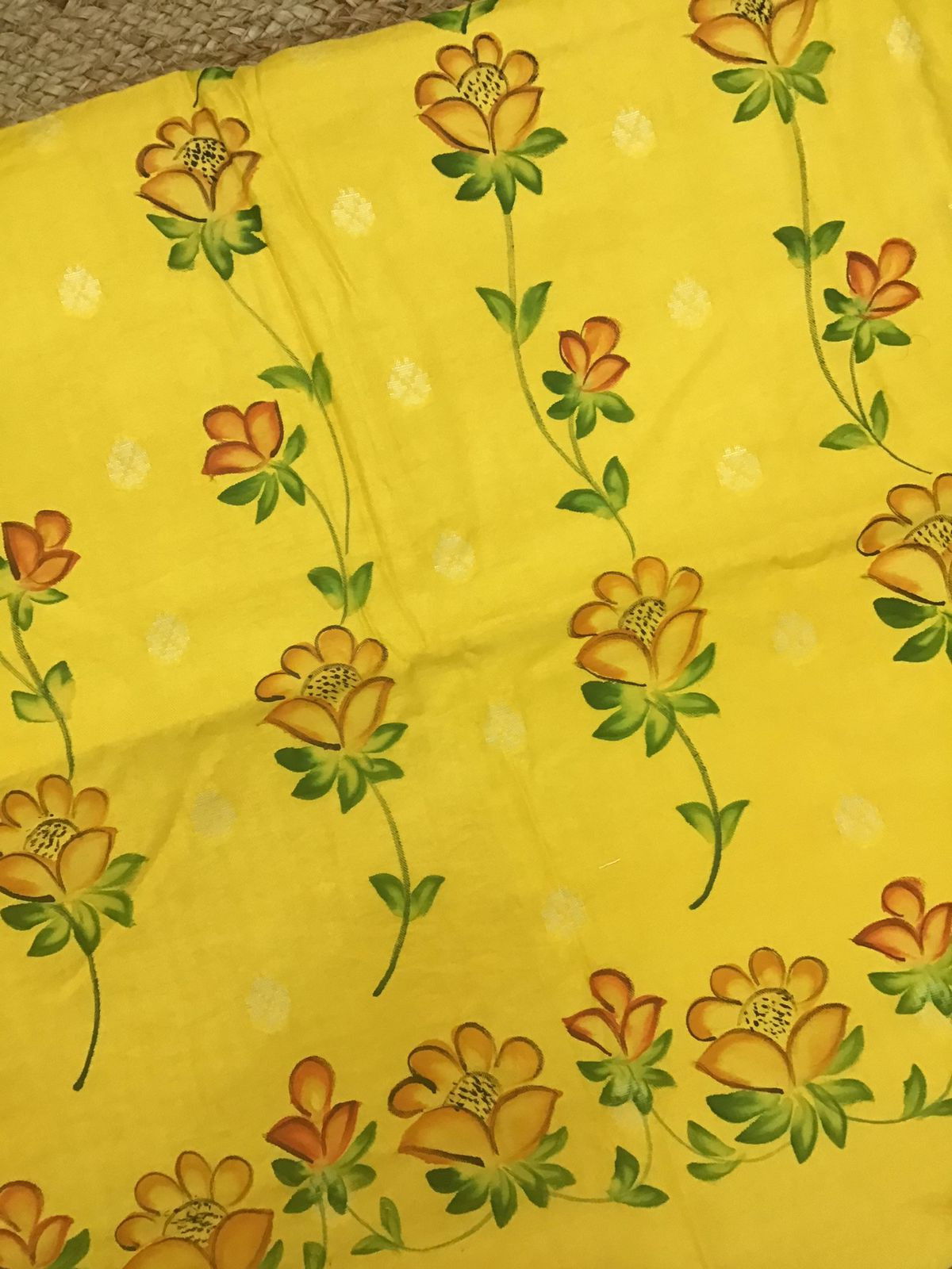 Soft Woollen Spun Silk Brush Painted Suit - Yellow