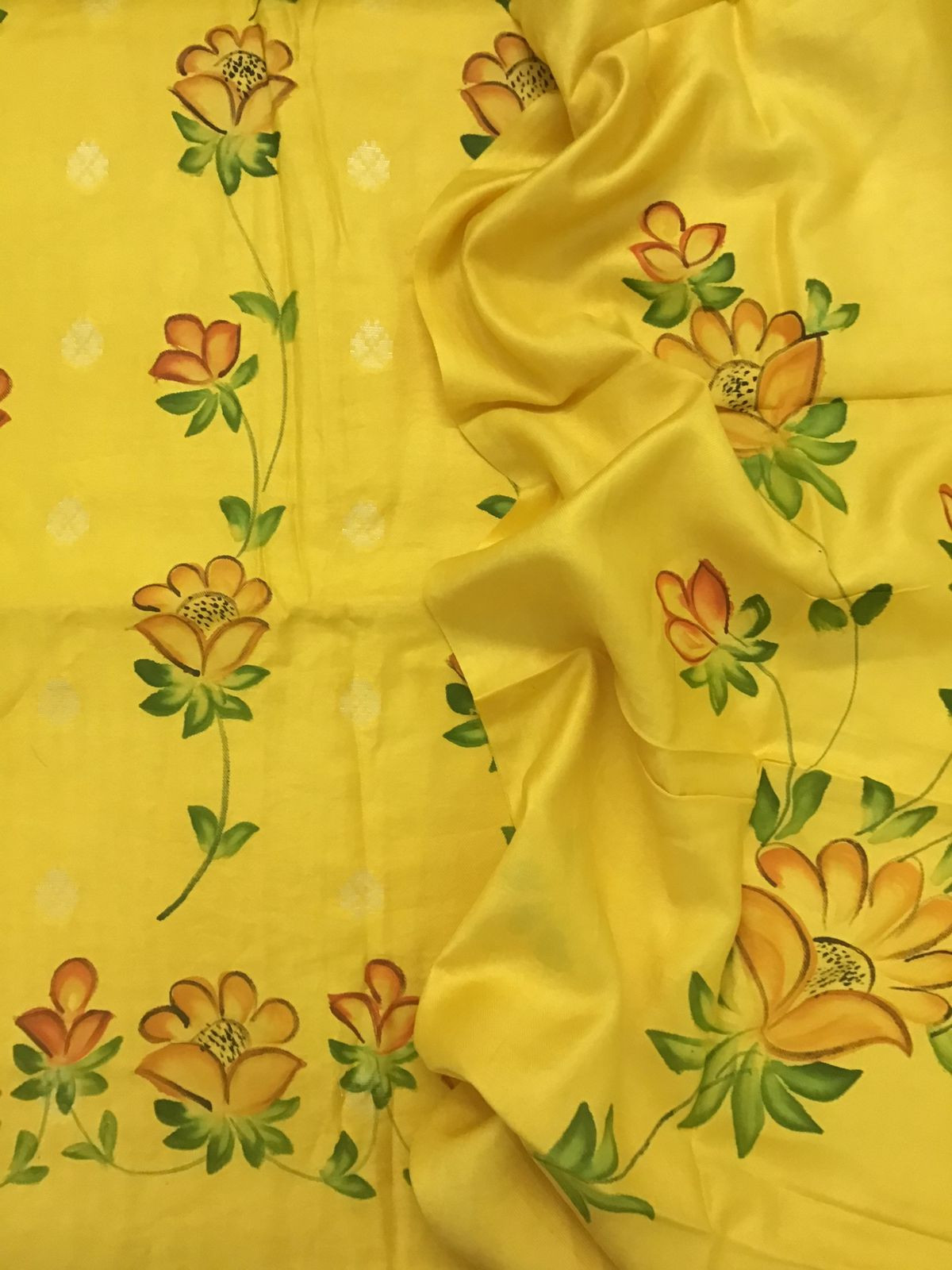 Soft Woollen Spun Silk Brush Painted Suit - Yellow