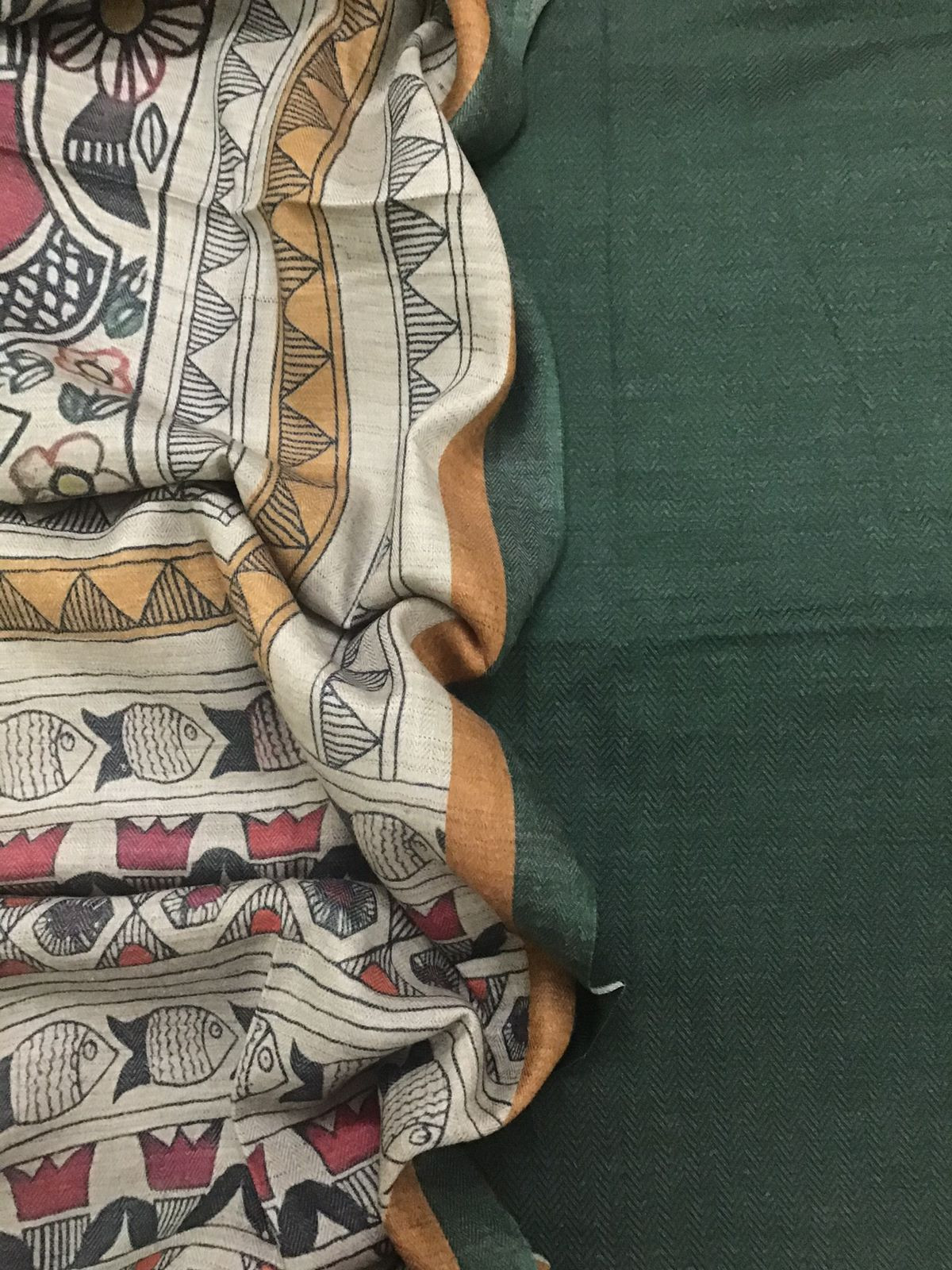 Soft Woollen Basbara Cotton Silk Printed Suit - Green