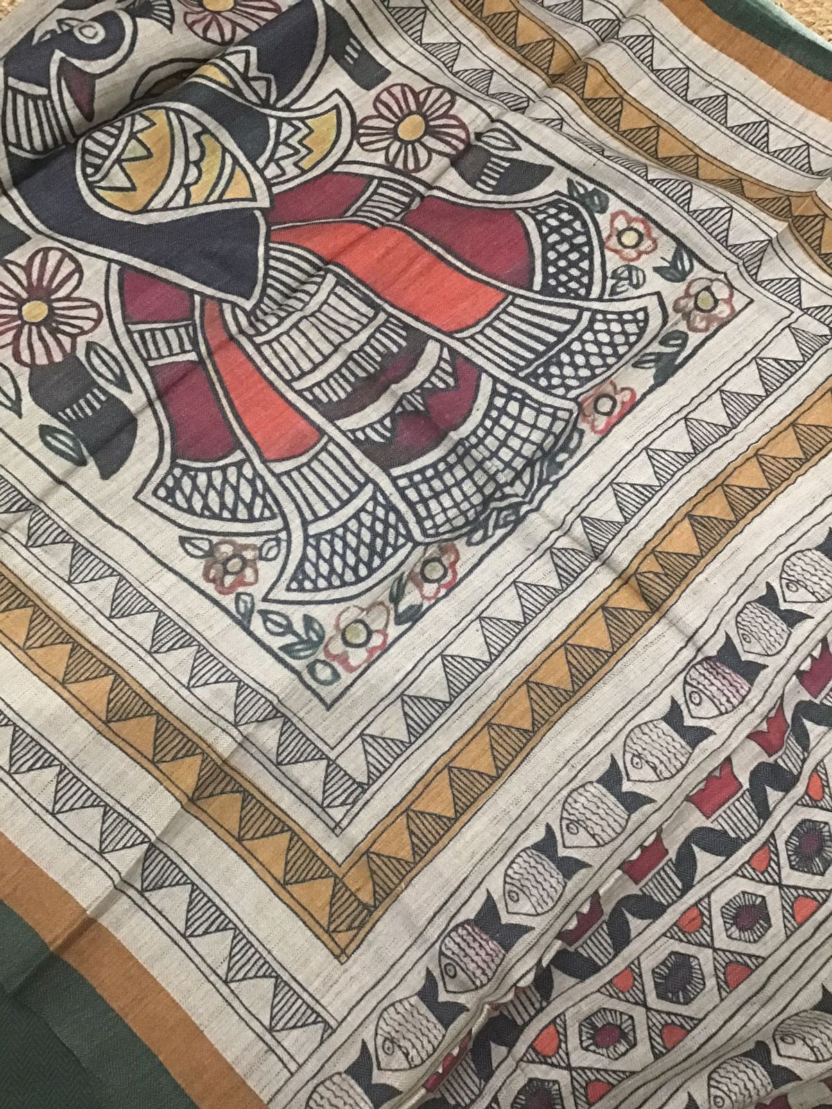 Soft Woollen Basbara Cotton Silk Printed Suit - Green