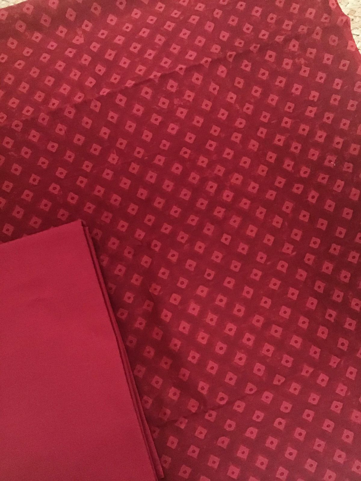 Pure Chanderi Printed Suit - Red