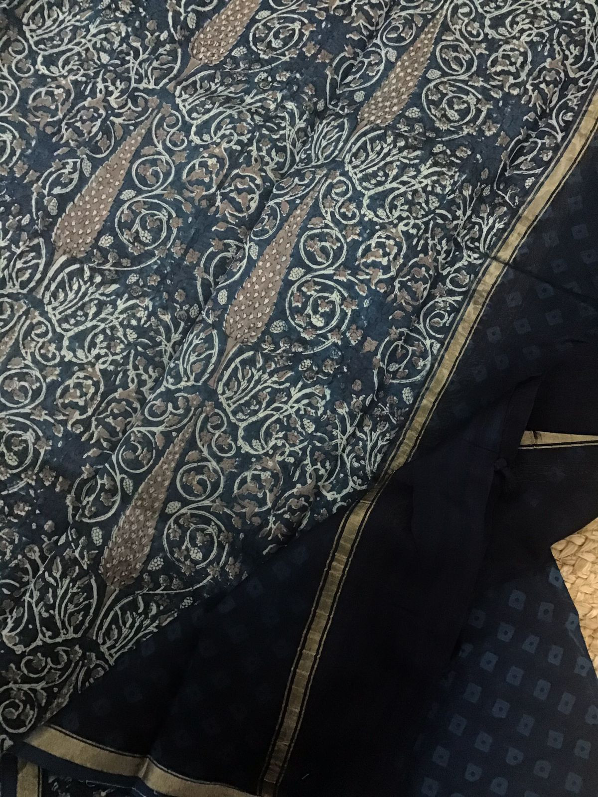 Pure Chanderi Printed Suit - Blue