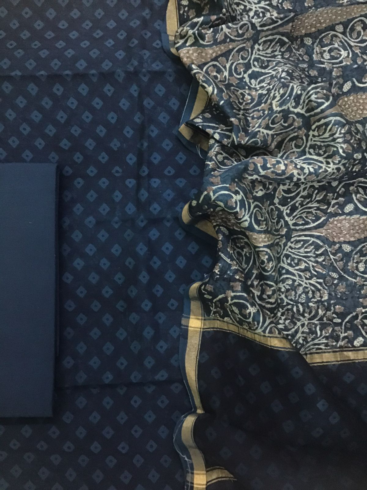 Pure Chanderi Printed Suit - Blue