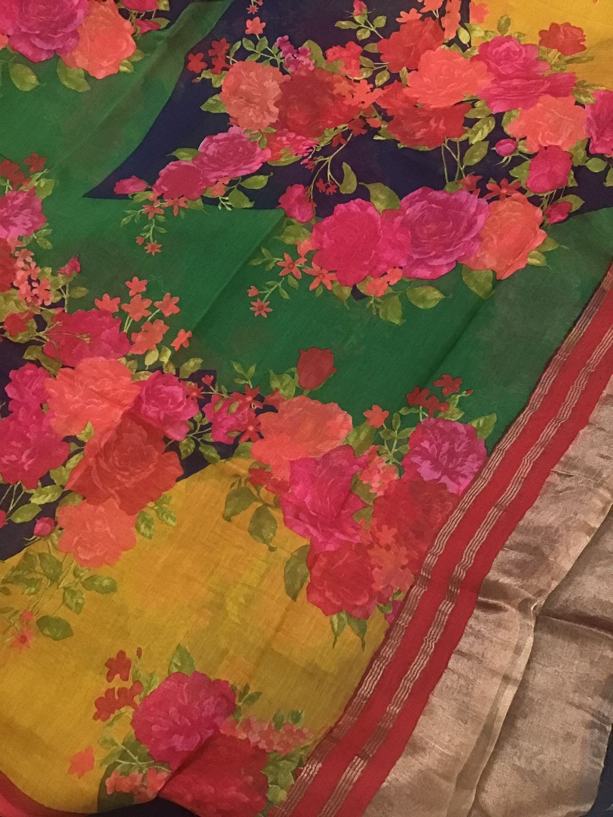 Pure Chanderi Printed Embroidered Suit - Blue