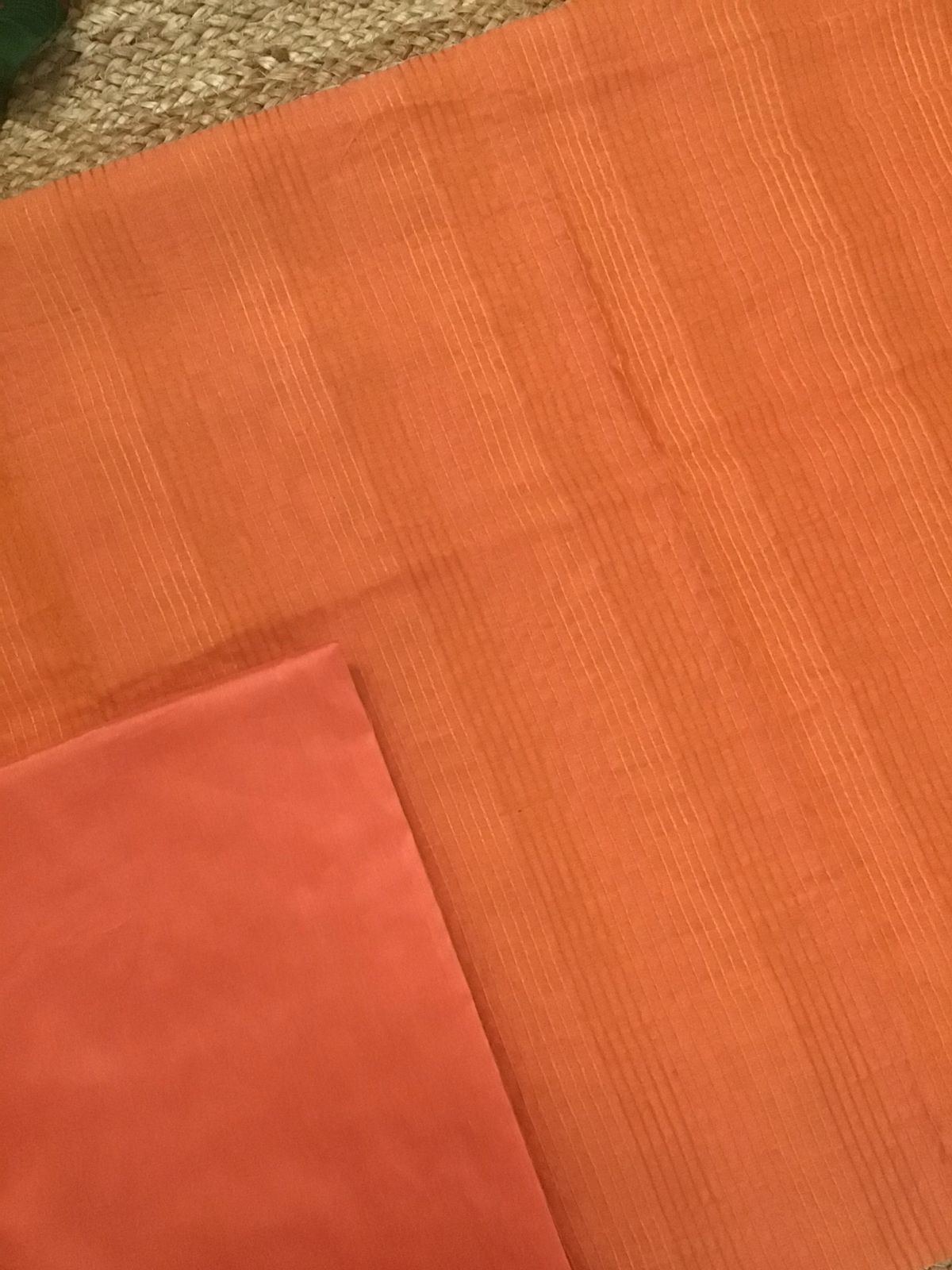 Pure Chanderi Printed Embroidered Suit - Orange