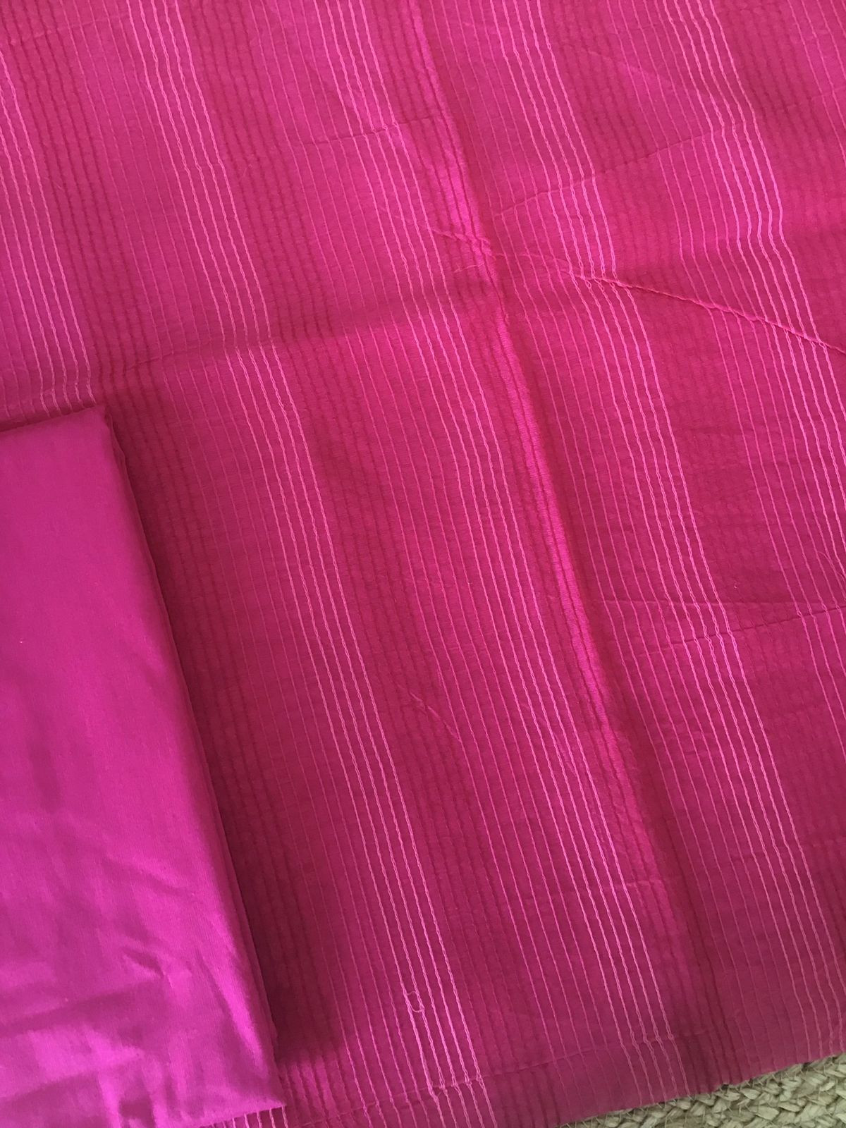 Pure Chanderi Printed Embroidered Suit - Pink