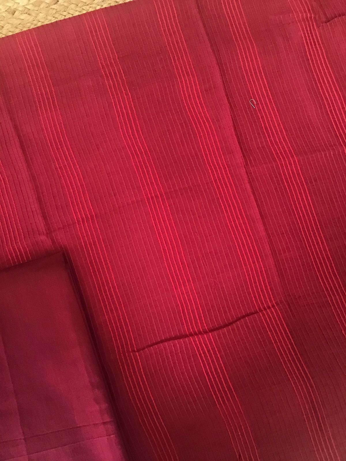 Pure Chanderi Printed Embroidered Suit - Red