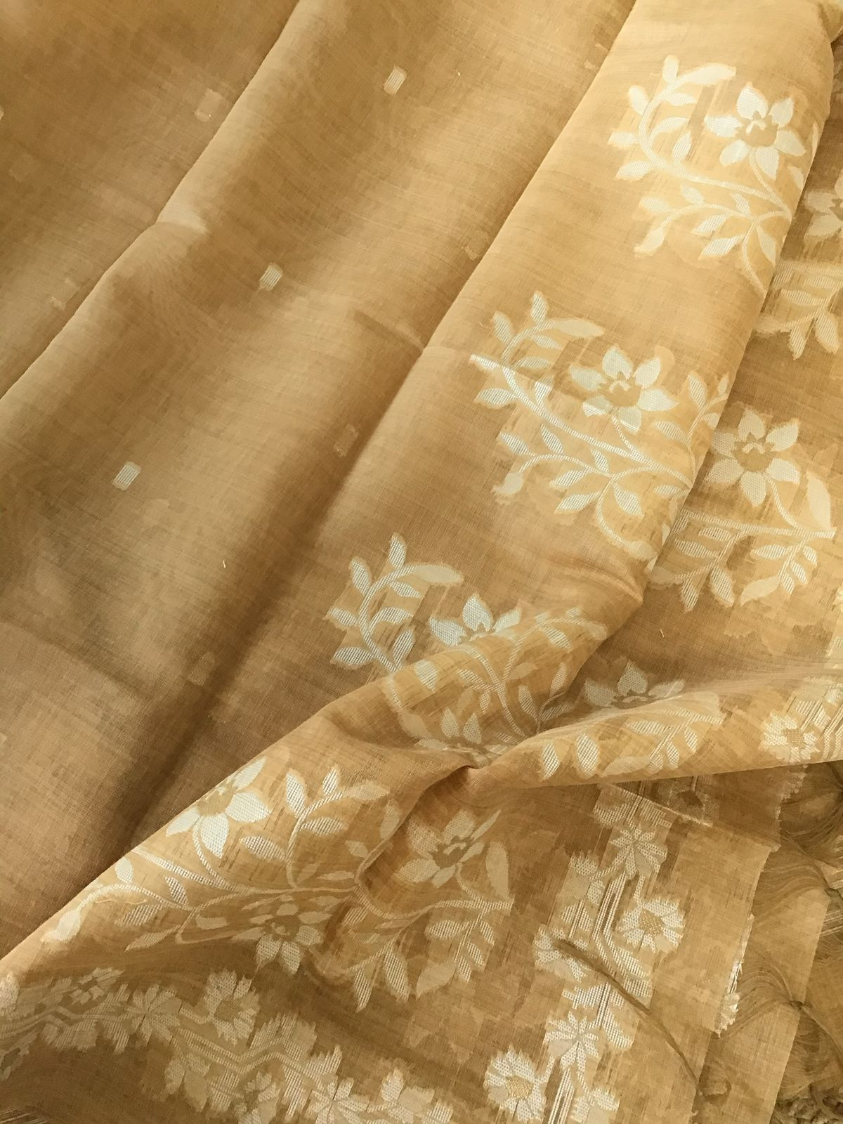 Soft Fine Slub Chanderi Jamdani Weaved Embroidered Suit - Yellow