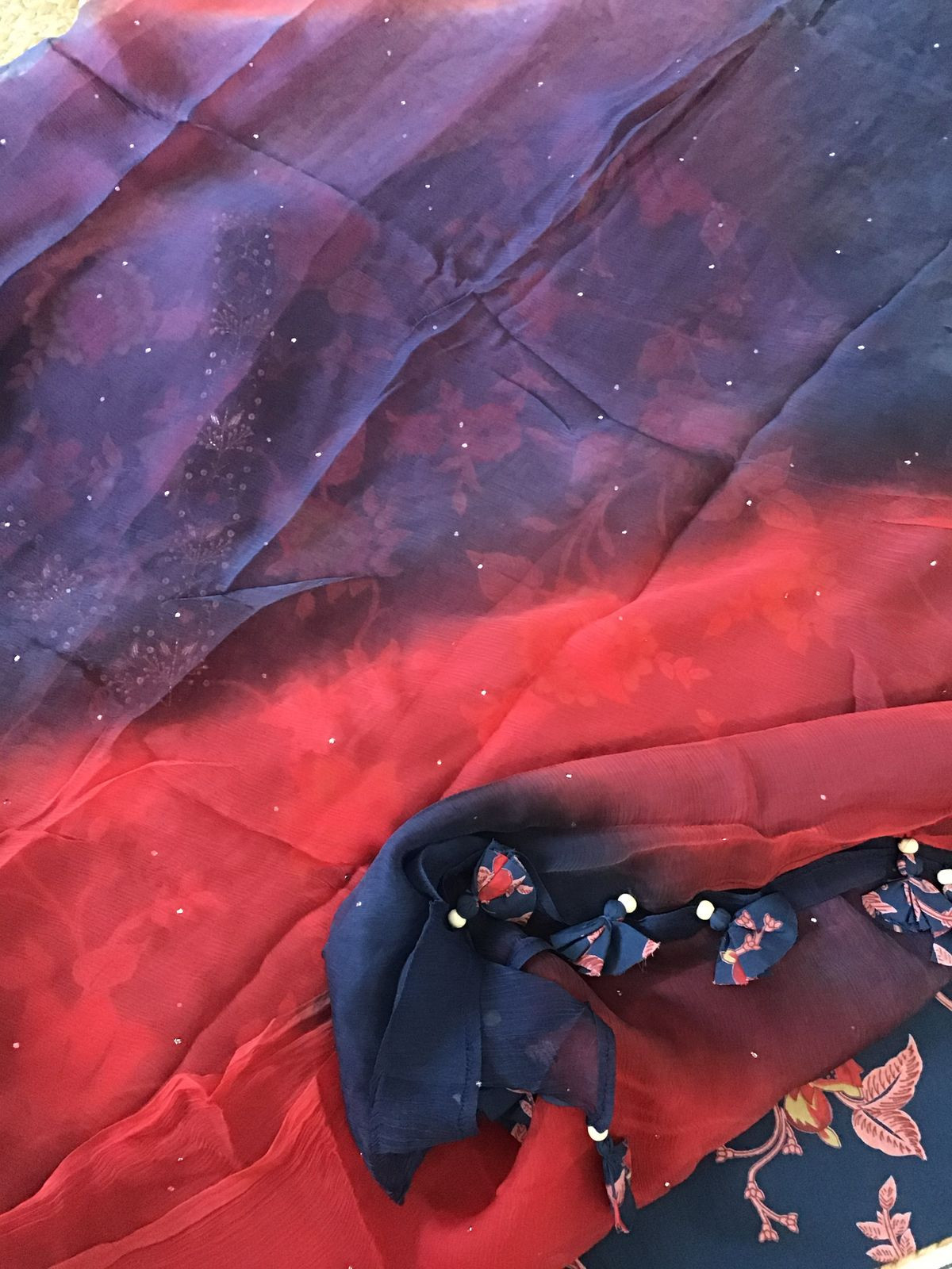 Pure Cotton Printed Embroidered Suit - Blue