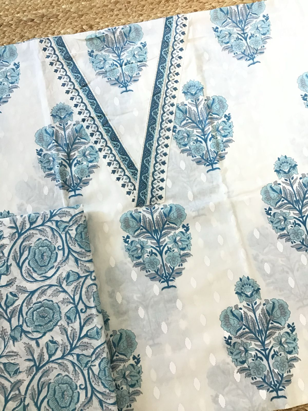 Pure Cotton Printed Suit - Offwhite