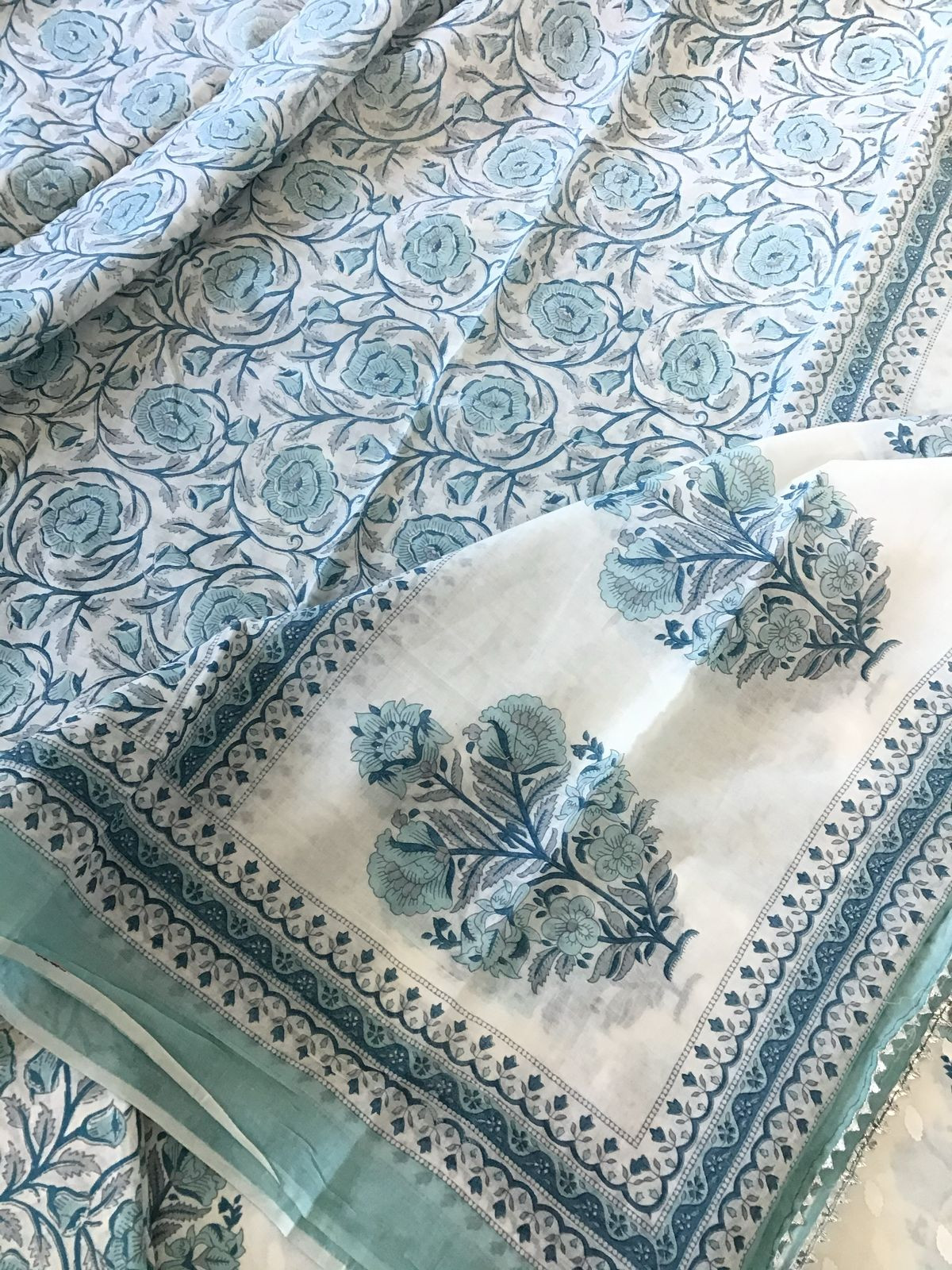 Pure Cotton Printed Suit - Offwhite