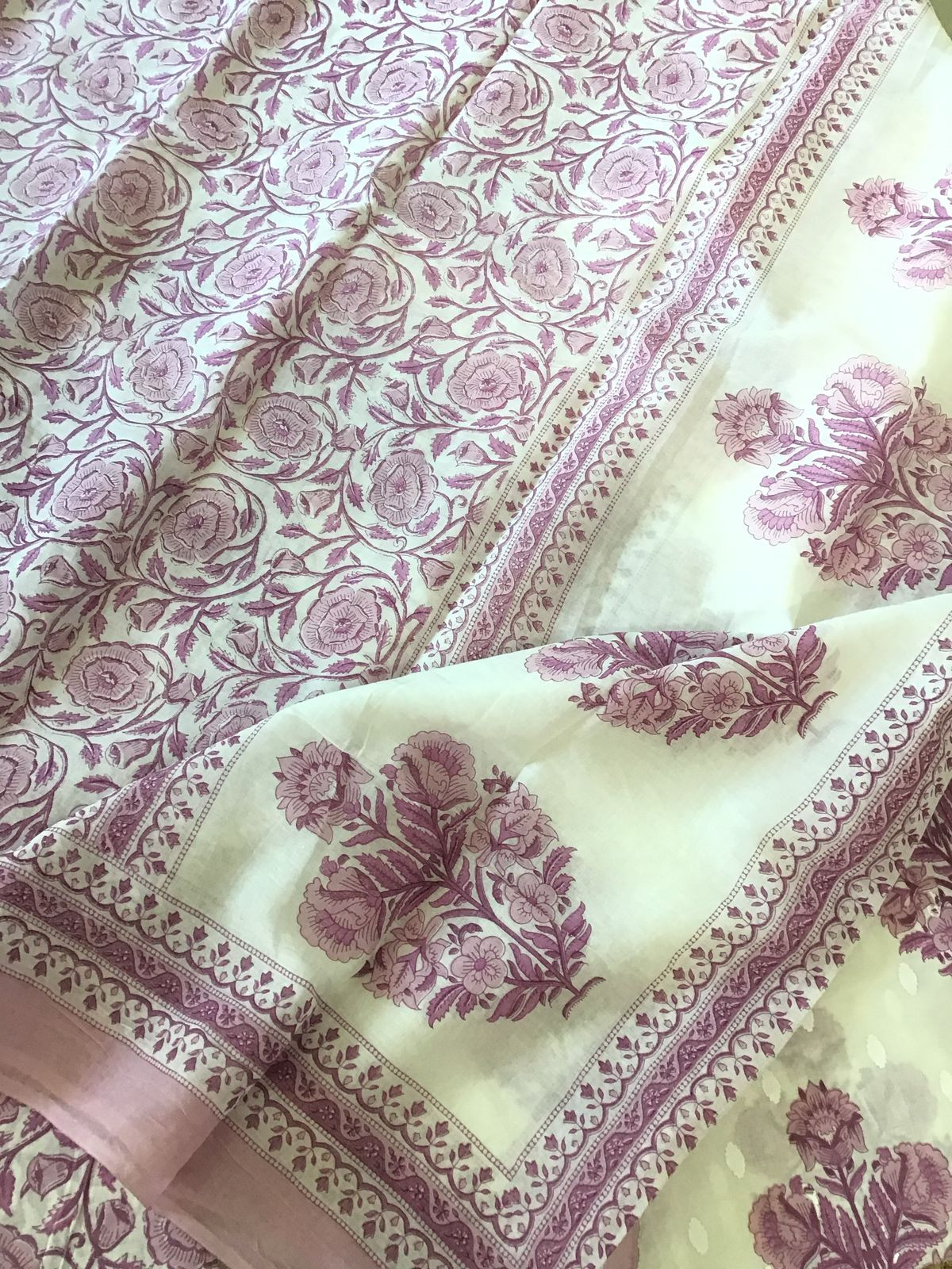 Pure Cotton Printed Suit - Offwhite