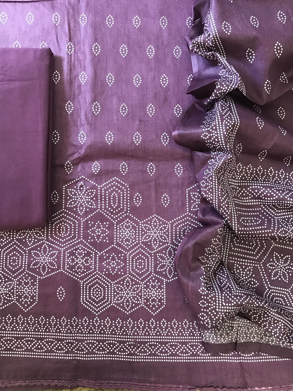 Pure Cotton Printed Embroidered Suit - Purple