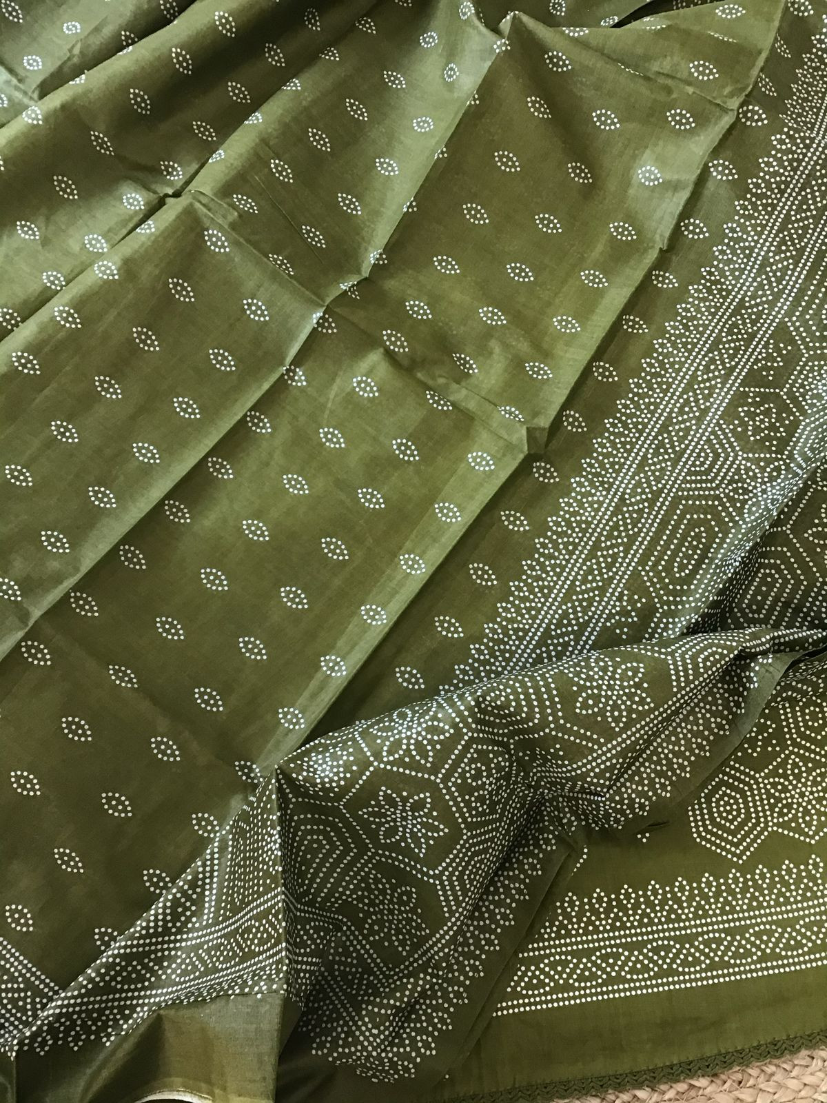 Pure Cotton Printed Embroidered Suit - Green