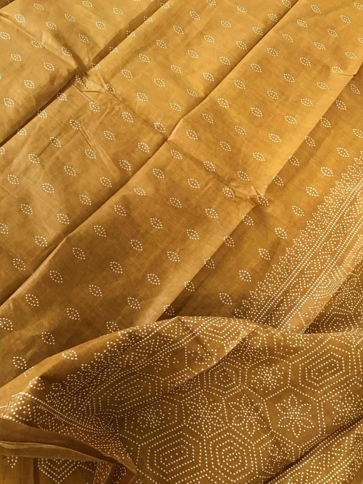 Pure Cotton Printed Embroidered Suit - Mustard Yellow
