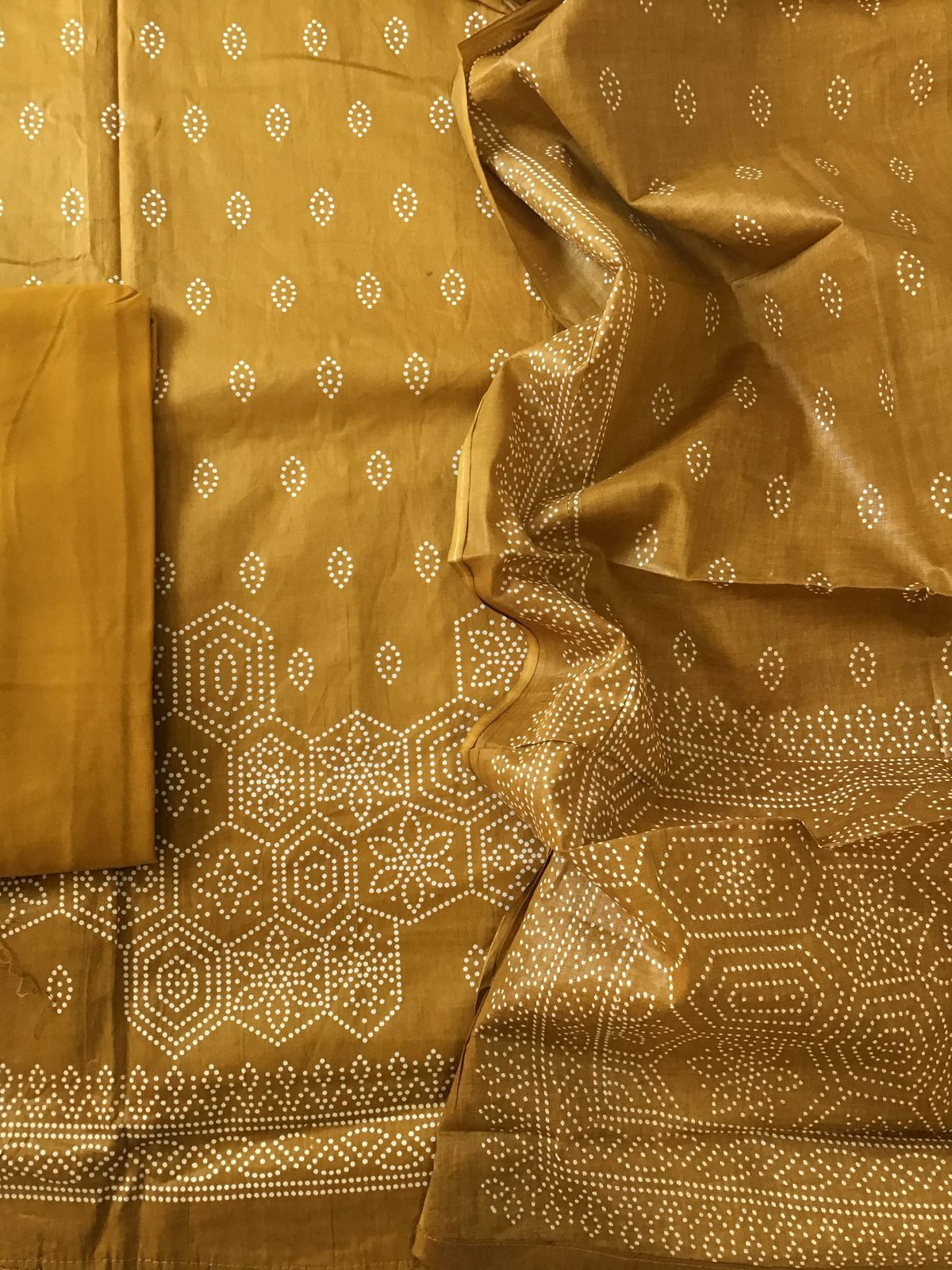 Pure Cotton Printed Embroidered Suit - Mustard Yellow