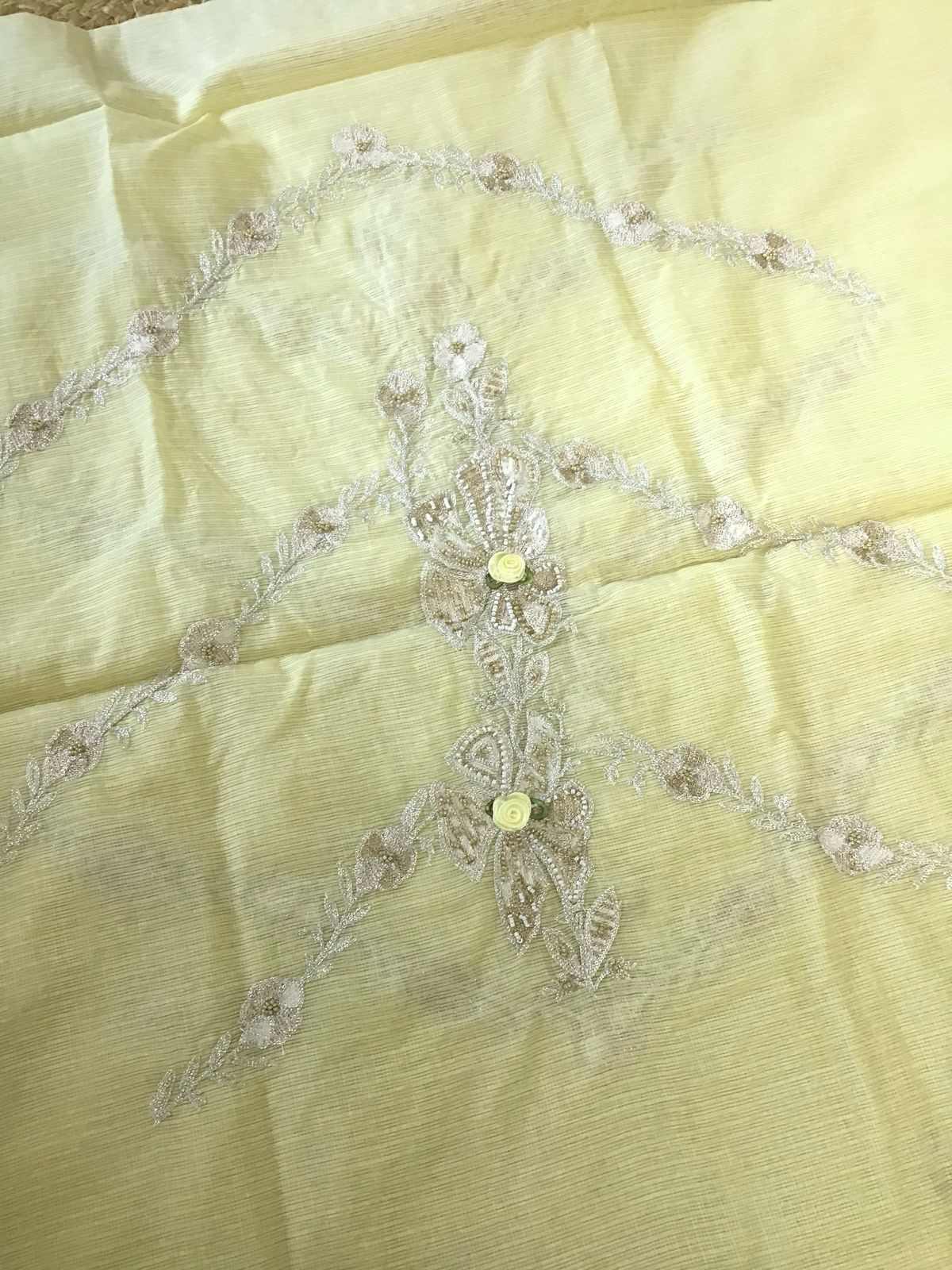 Soft Kota Silk Embroidered Suit - Yellow