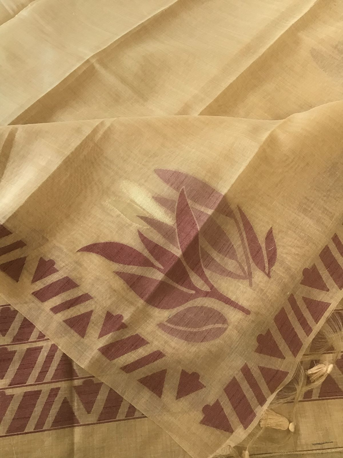 Soft Fine Slub Chanderi Jamdani Weaved Embroidered Suit - Mustard Yellow