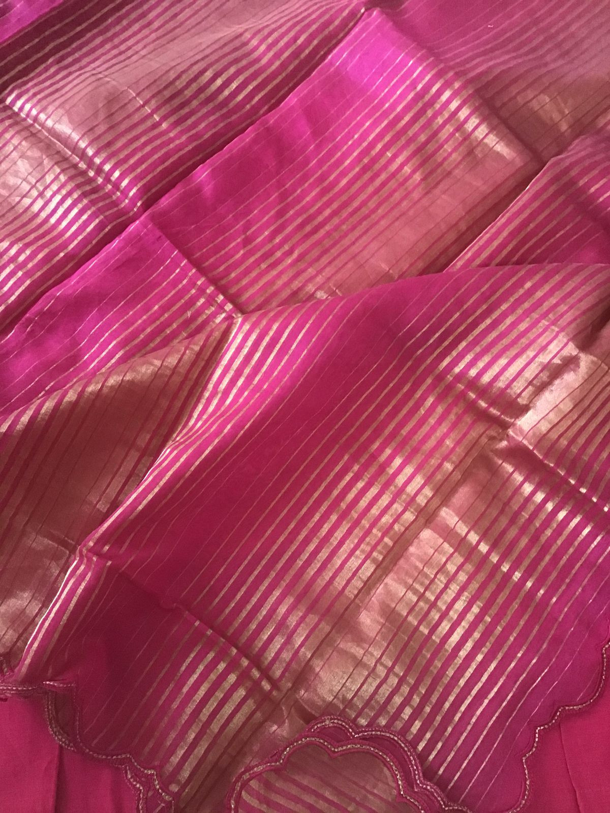 Pure Mul Chanderi Embroidered Semi Stitched Suit - Pink