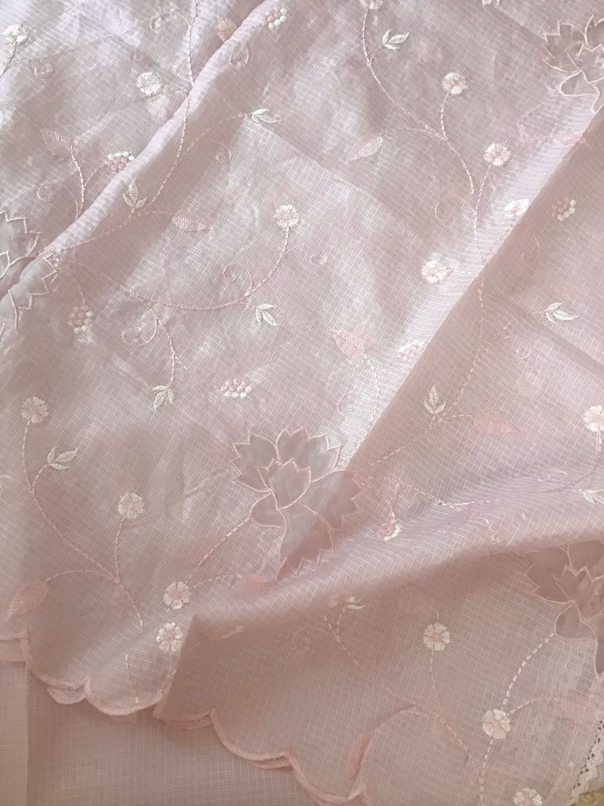 Soft Kota Silk Embroidered Suit - Peach