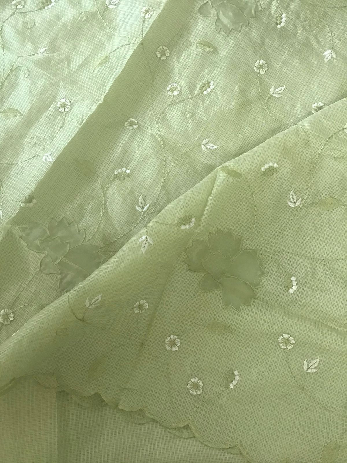 Soft Kota Silk Embroidered Suit - Green