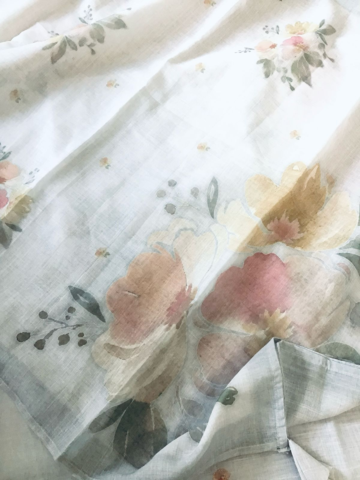 Soft Linen Jute Cotton Printed Embroidered Suit - Grey