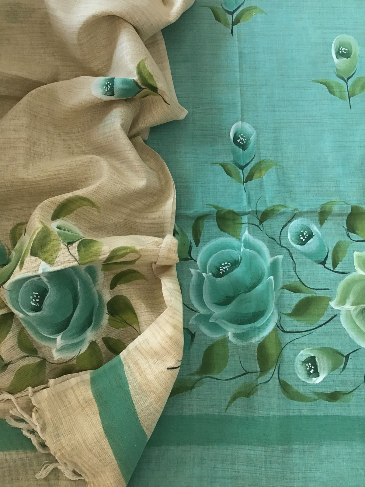 Soft Khadi Cotton Silk Brush Painted Suit - Pherozi