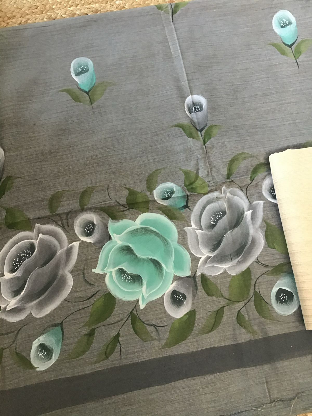 Soft Khadi Cotton Silk Brush Painted Suit - Grey