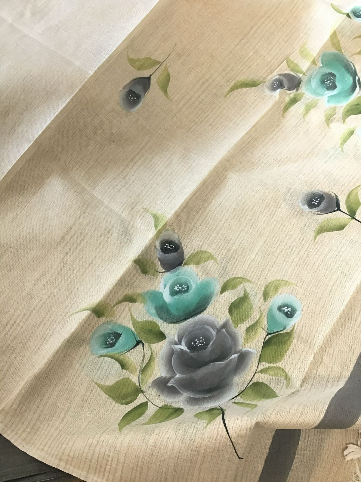 Soft Khadi Cotton Silk Brush Painted Suit - Grey