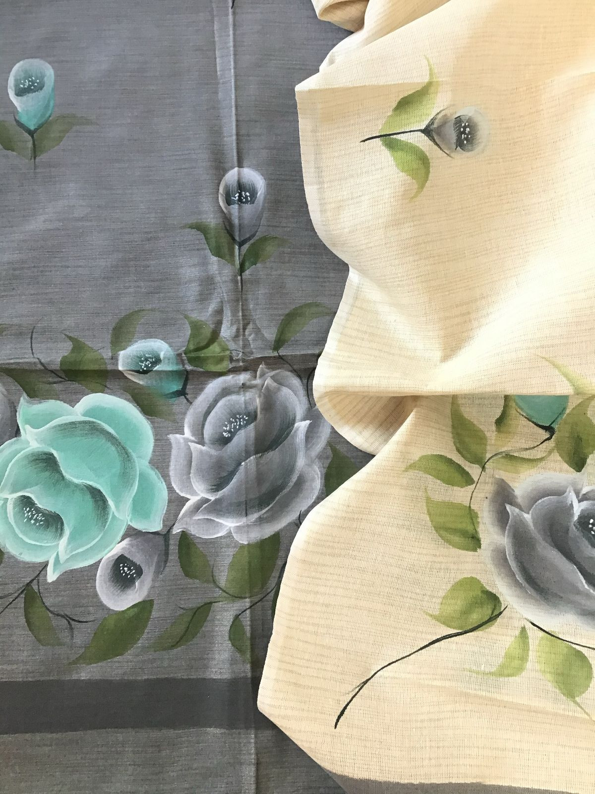 Soft Khadi Cotton Silk Brush Painted Suit - Grey