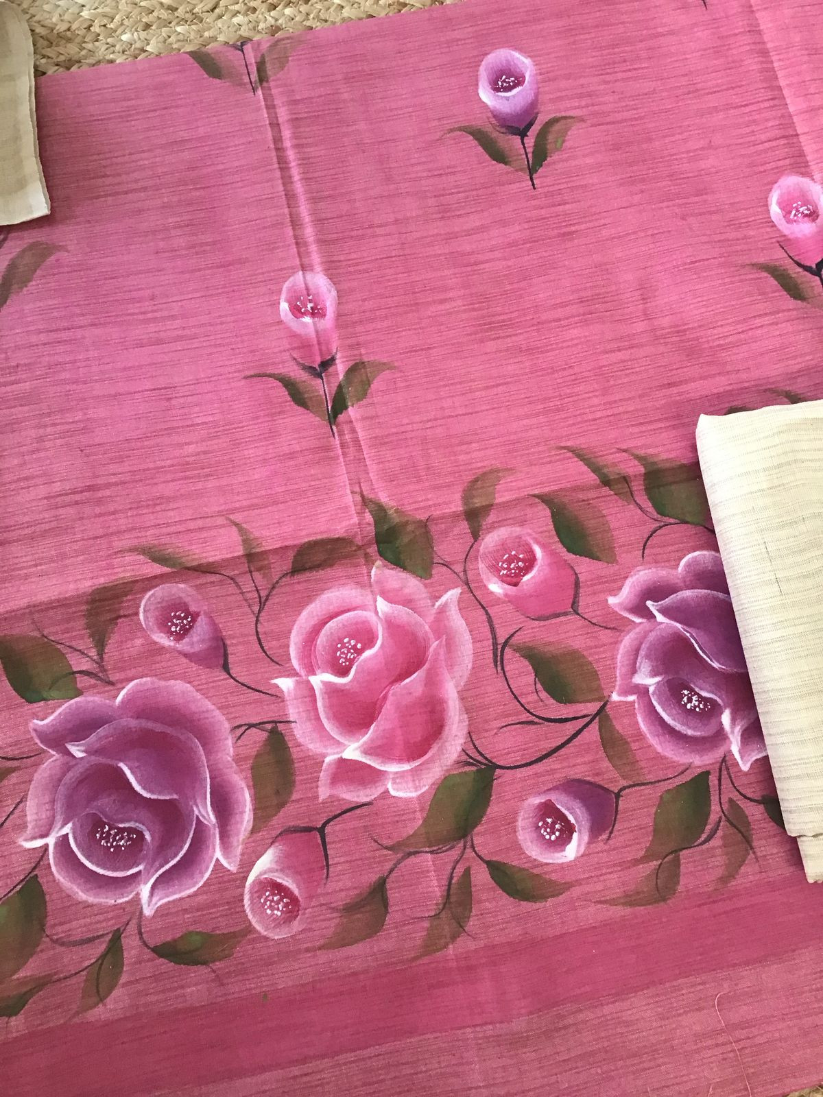 Soft Khadi Cotton Silk Brush Painted Suit - Pink