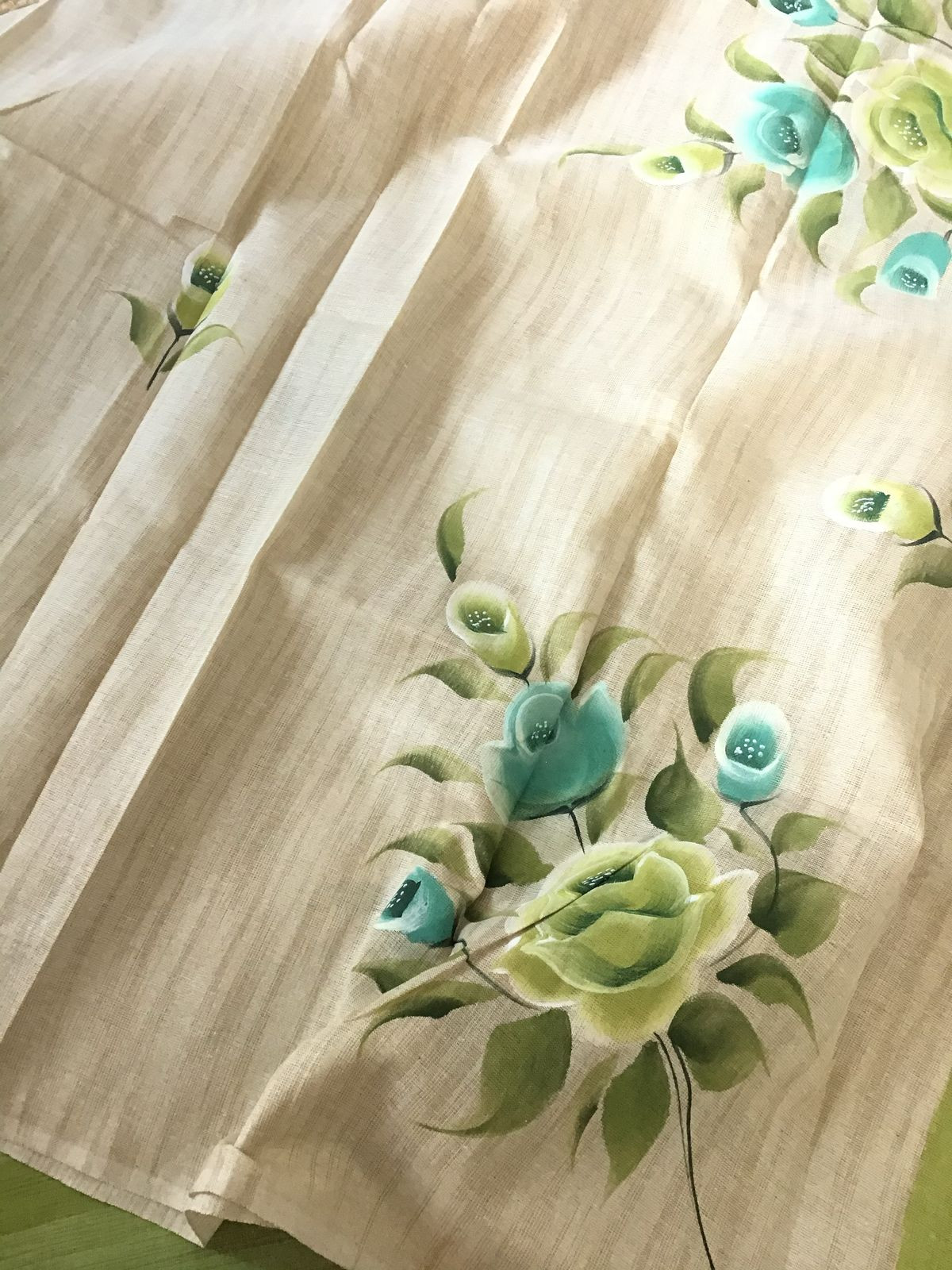 Soft Khadi Cotton Silk Brush Painted Suit - Green