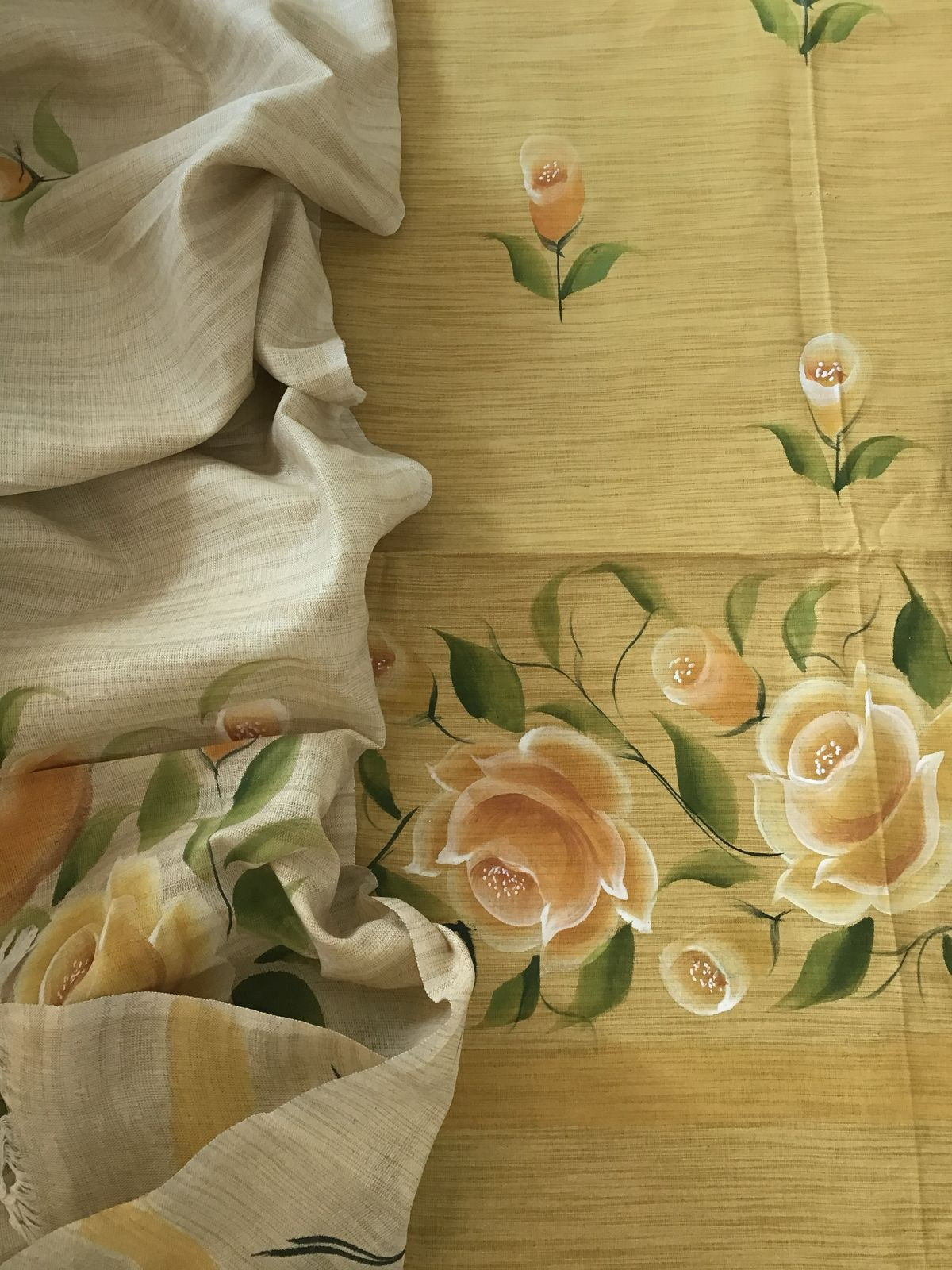 Soft Khadi Cotton Silk Brush Painted Suit - Yellow