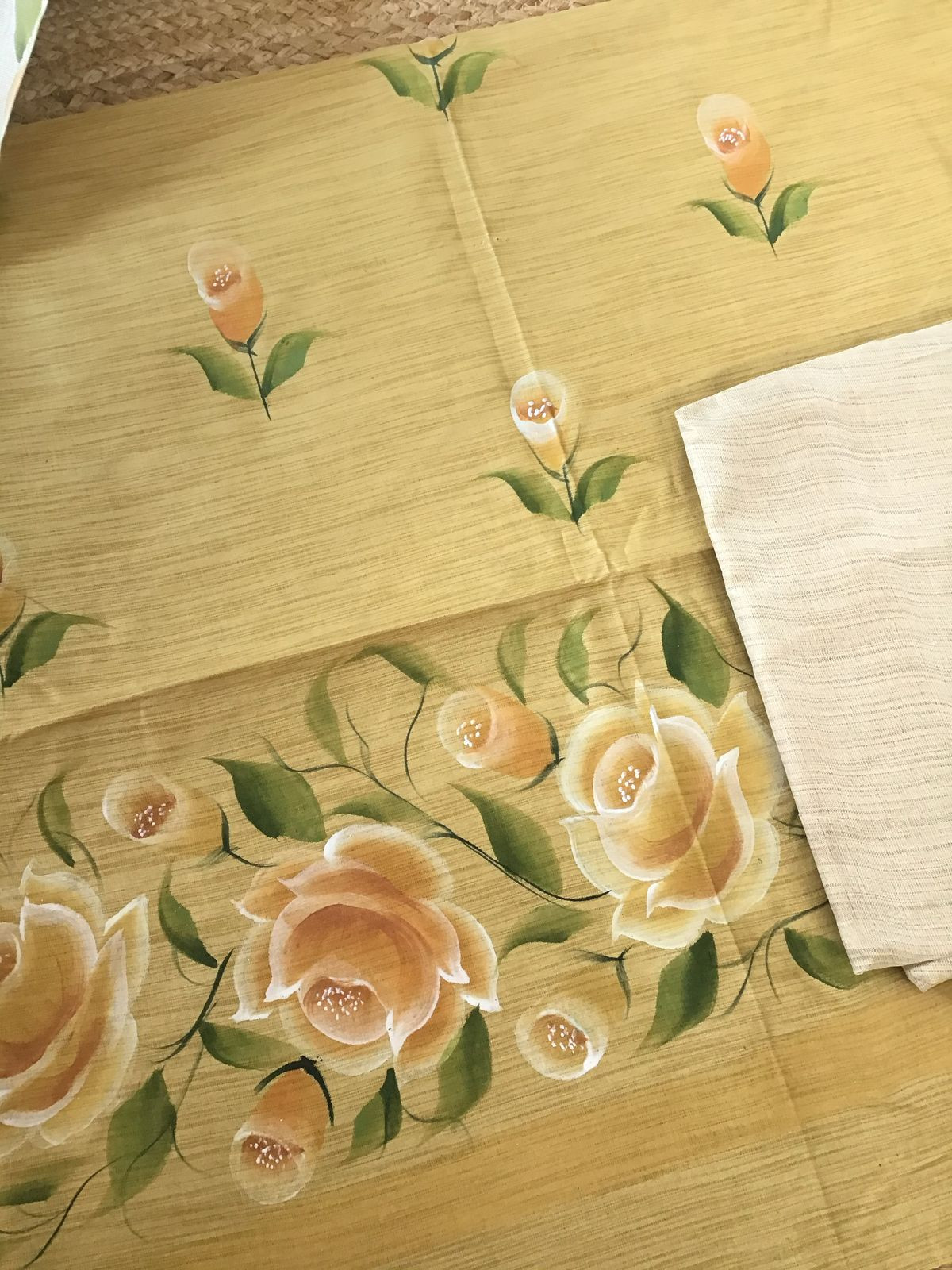 Soft Khadi Cotton Silk Brush Painted Suit - Yellow