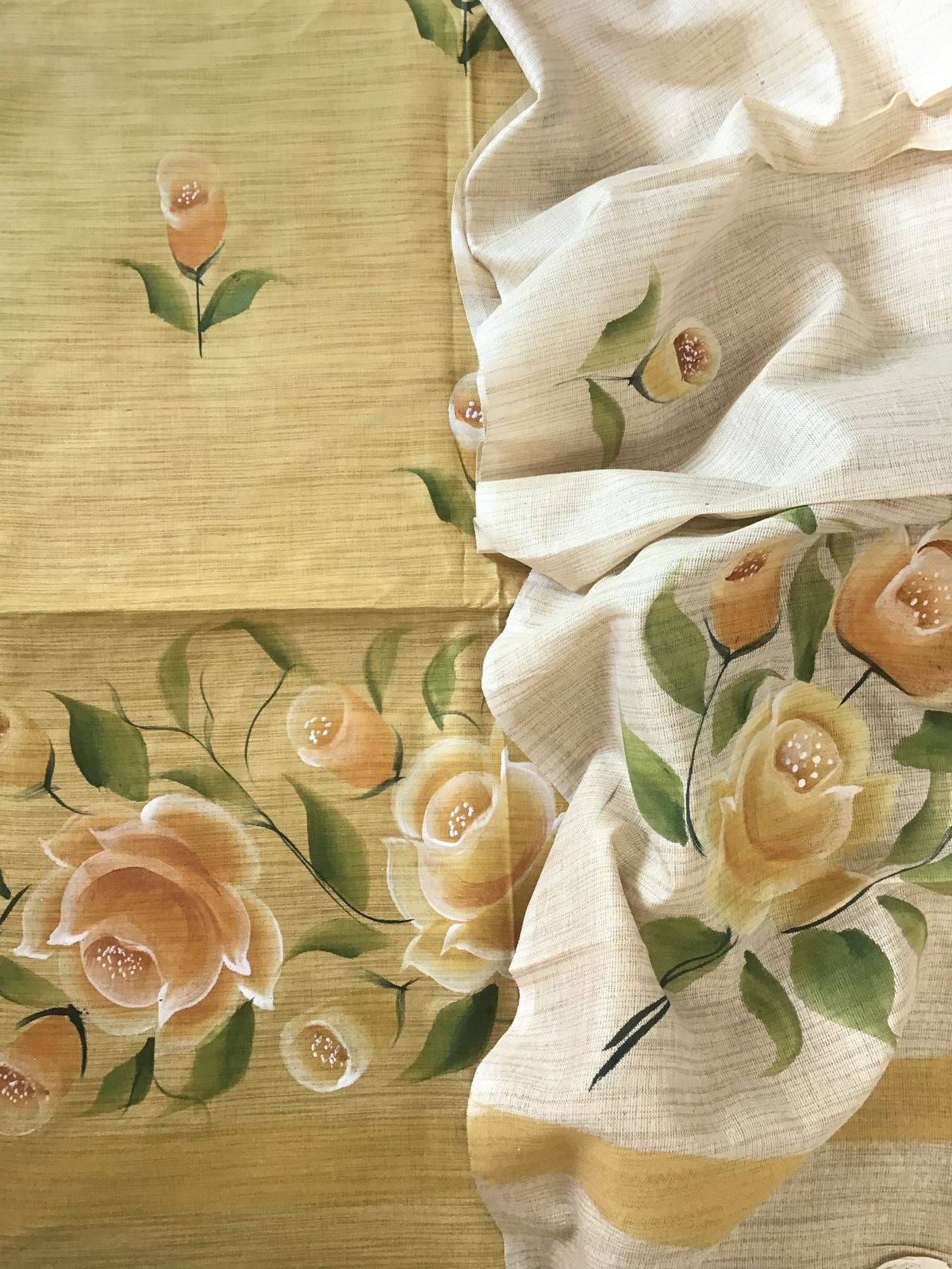 Soft Khadi Cotton Silk Brush Painted Suit - Yellow