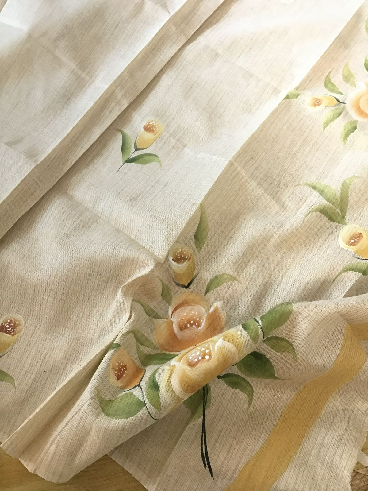 Soft Khadi Cotton Silk Brush Painted Suit - Yellow