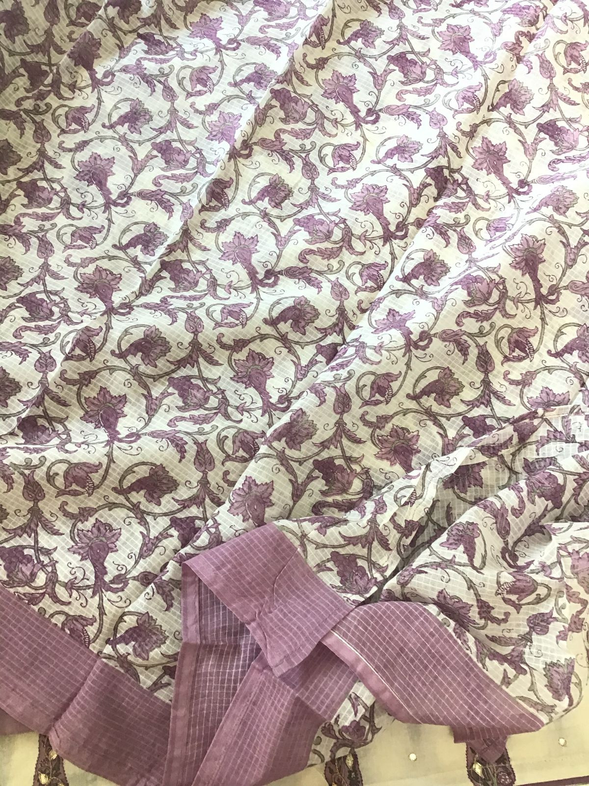 Pure Cotton Printed Embroidered Suit - Offwhite