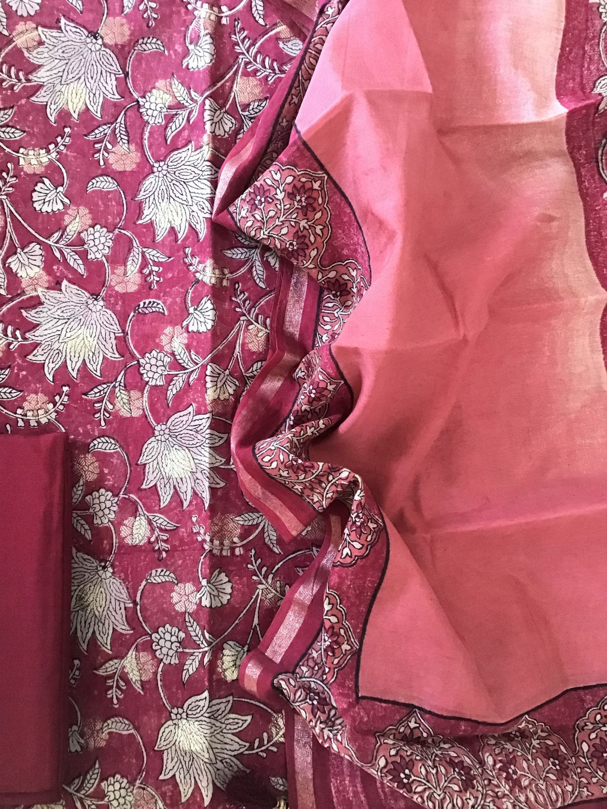 Pure Chanderi Printed Banarasi Weaved Suit - Pink