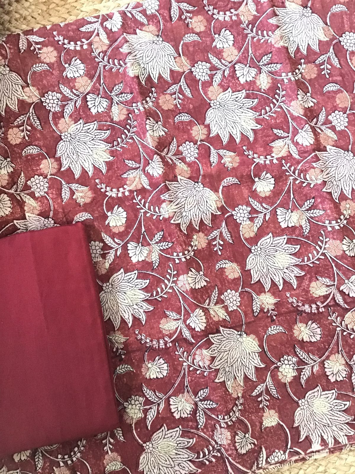 Pure Chanderi Printed Banarasi Weaved Suit - Maroon