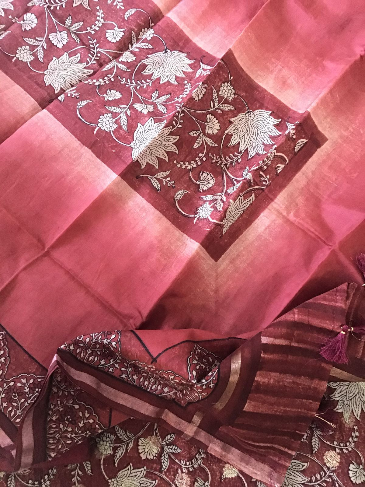 Pure Chanderi Printed Banarasi Weaved Suit - Maroon