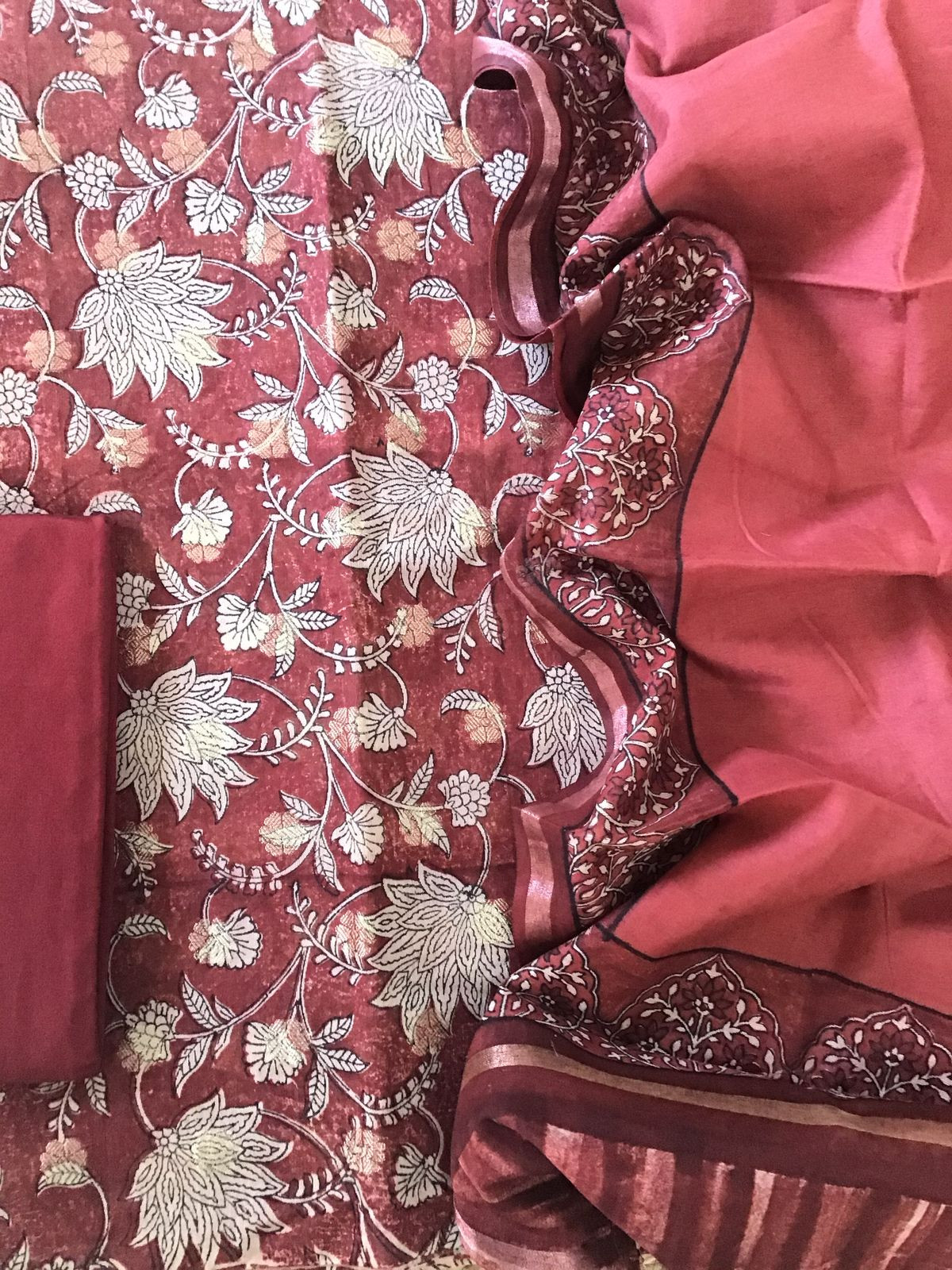 Pure Chanderi Printed Banarasi Weaved Suit - Maroon