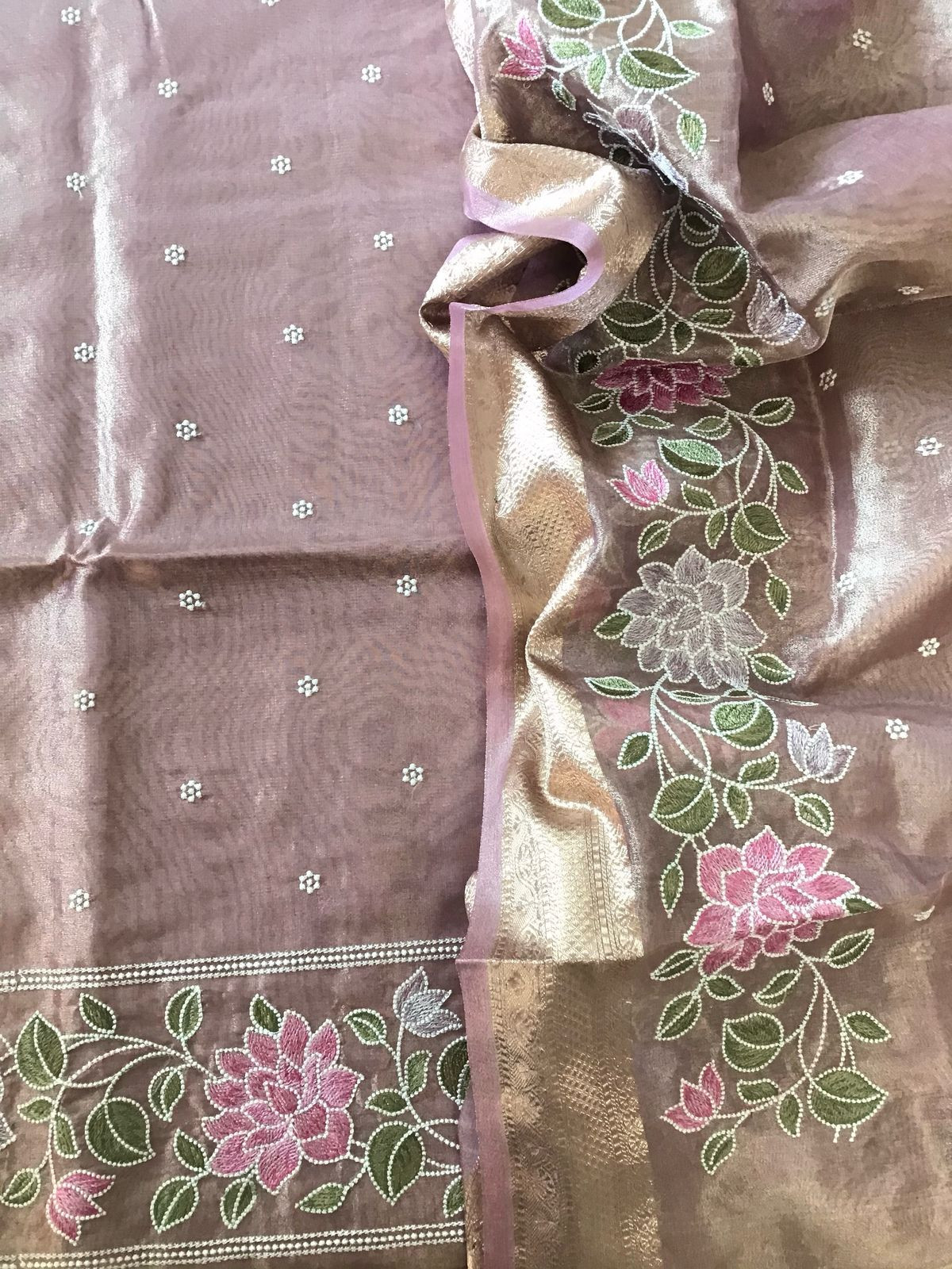 Soft Fine Tissue Organza Embroidered Suit - Lilac