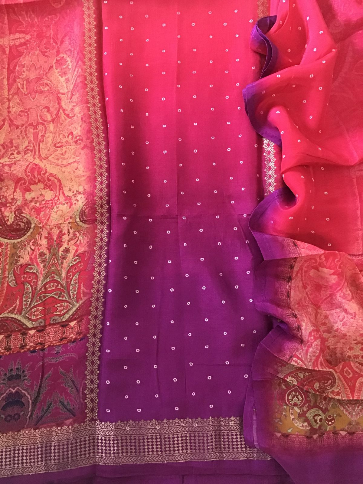Pure Upada Silk Printed Banarasi Weaved Suit - Pink